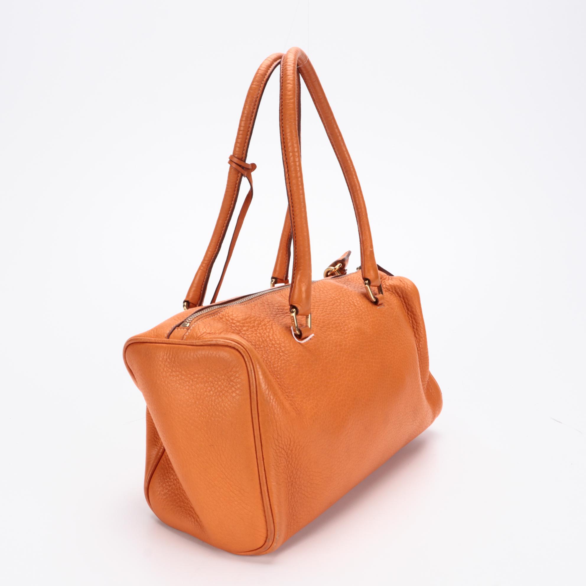 Prada Orange Vitello Daino Leather Shoulder Bag