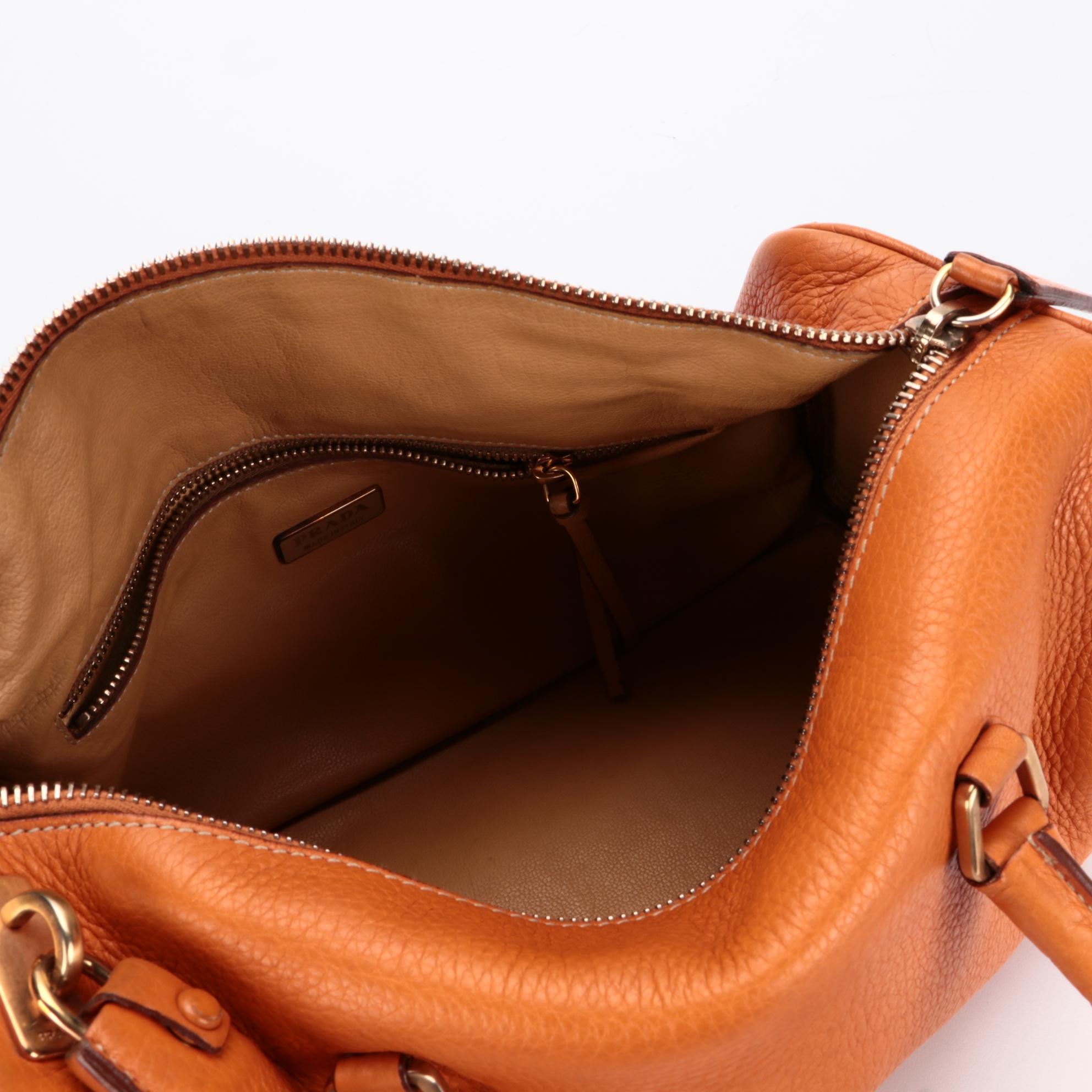 Prada Orange Vitello Daino Leather Shoulder Bag