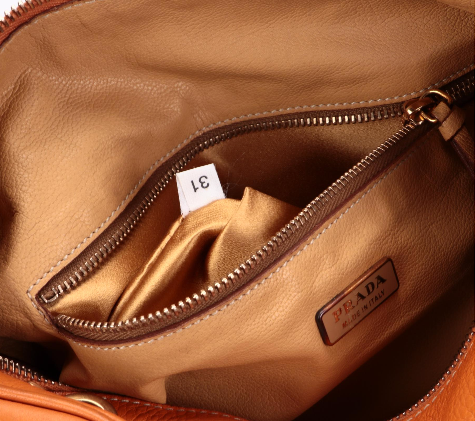 Prada Orange Vitello Daino Leather Shoulder Bag