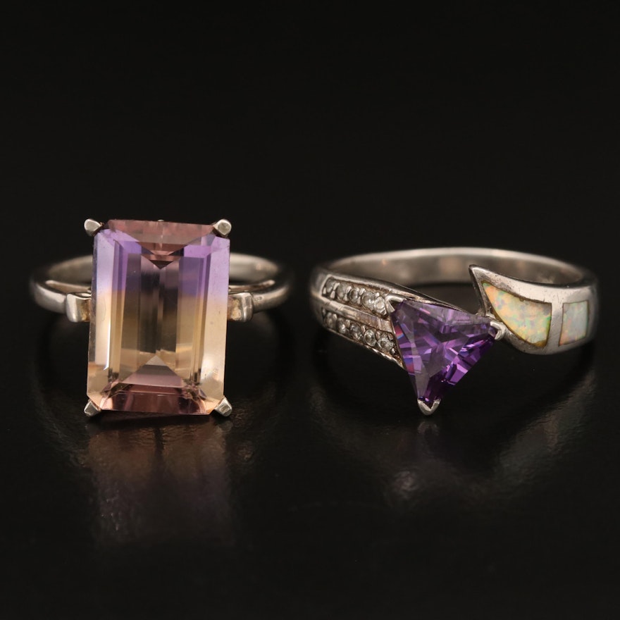 Sterling Rings Including Ametrine, Opal and Cubic Zirconia
