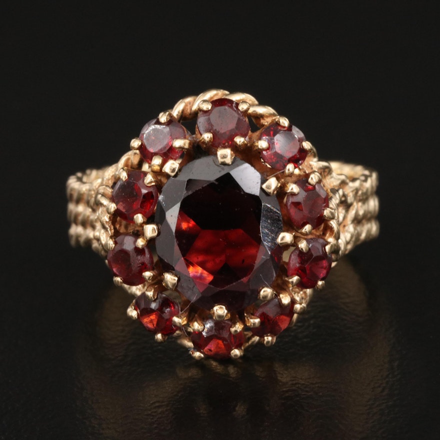 14K Garnet Ring with Cable Shank