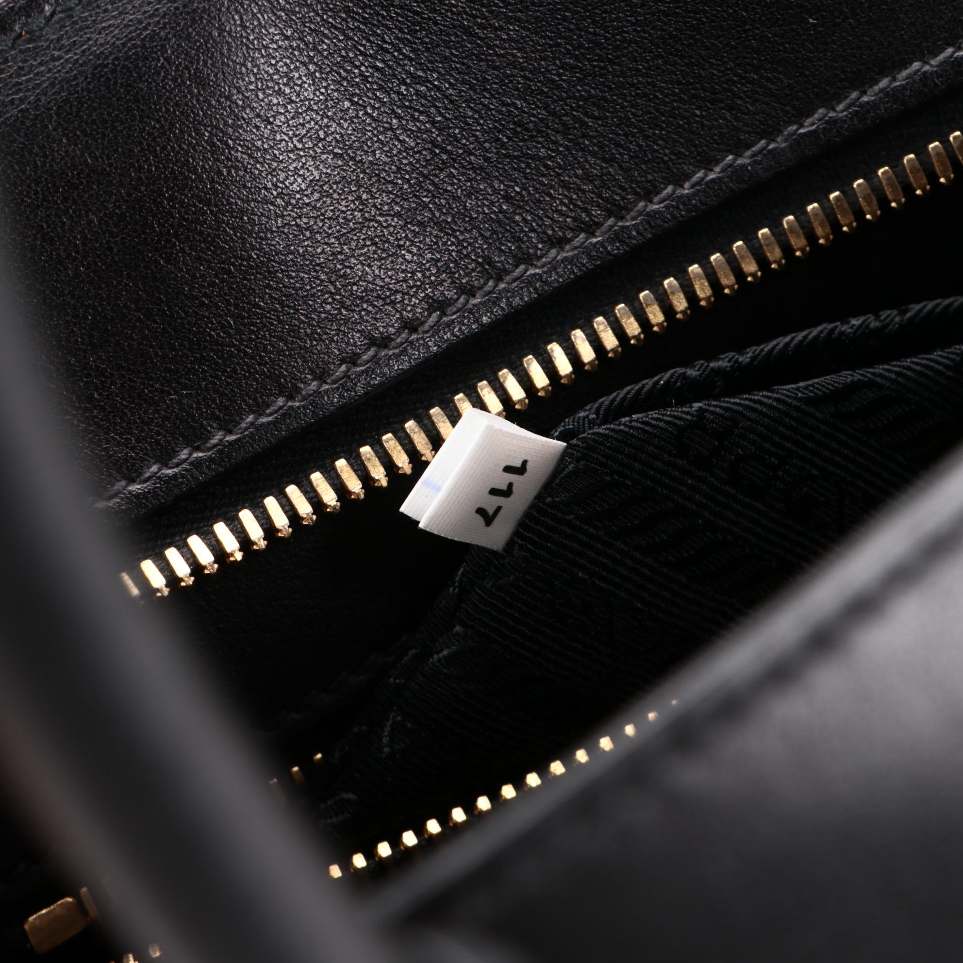 Prada Black Saffiano and Smooth Leather Top Handle Bag