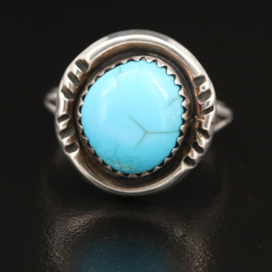 Signed Southwestern Sterling Turquoise Ring