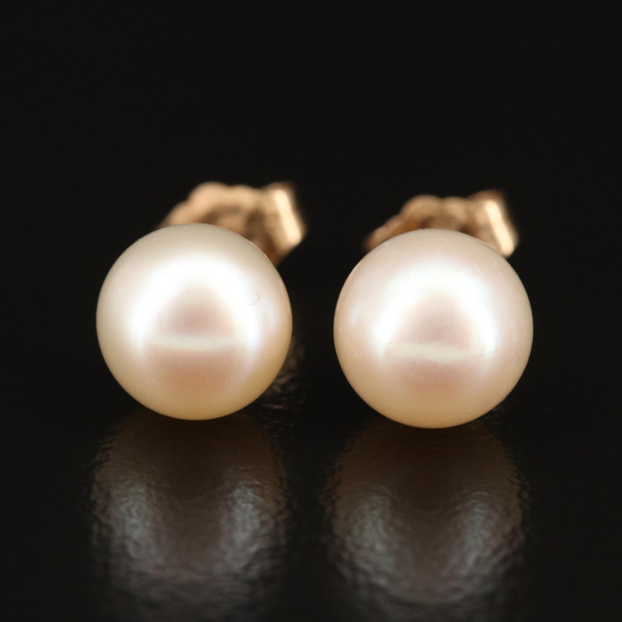 14K Pearl Stud Earrings