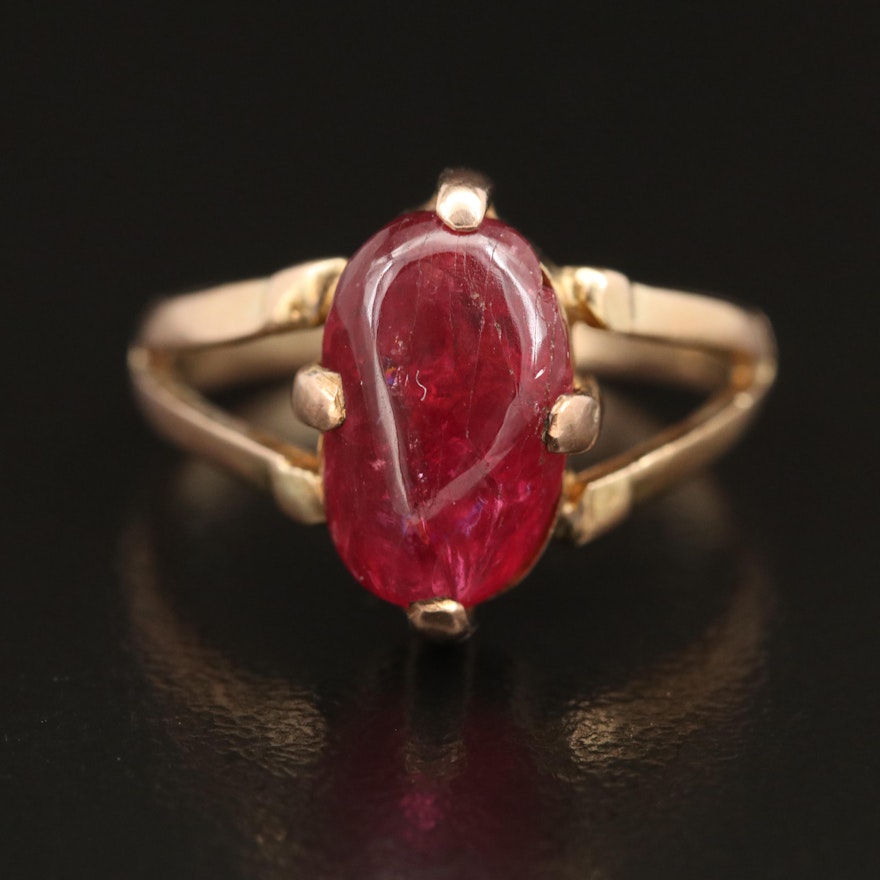 Vintage 10K Ruby Split Shoulder Ring