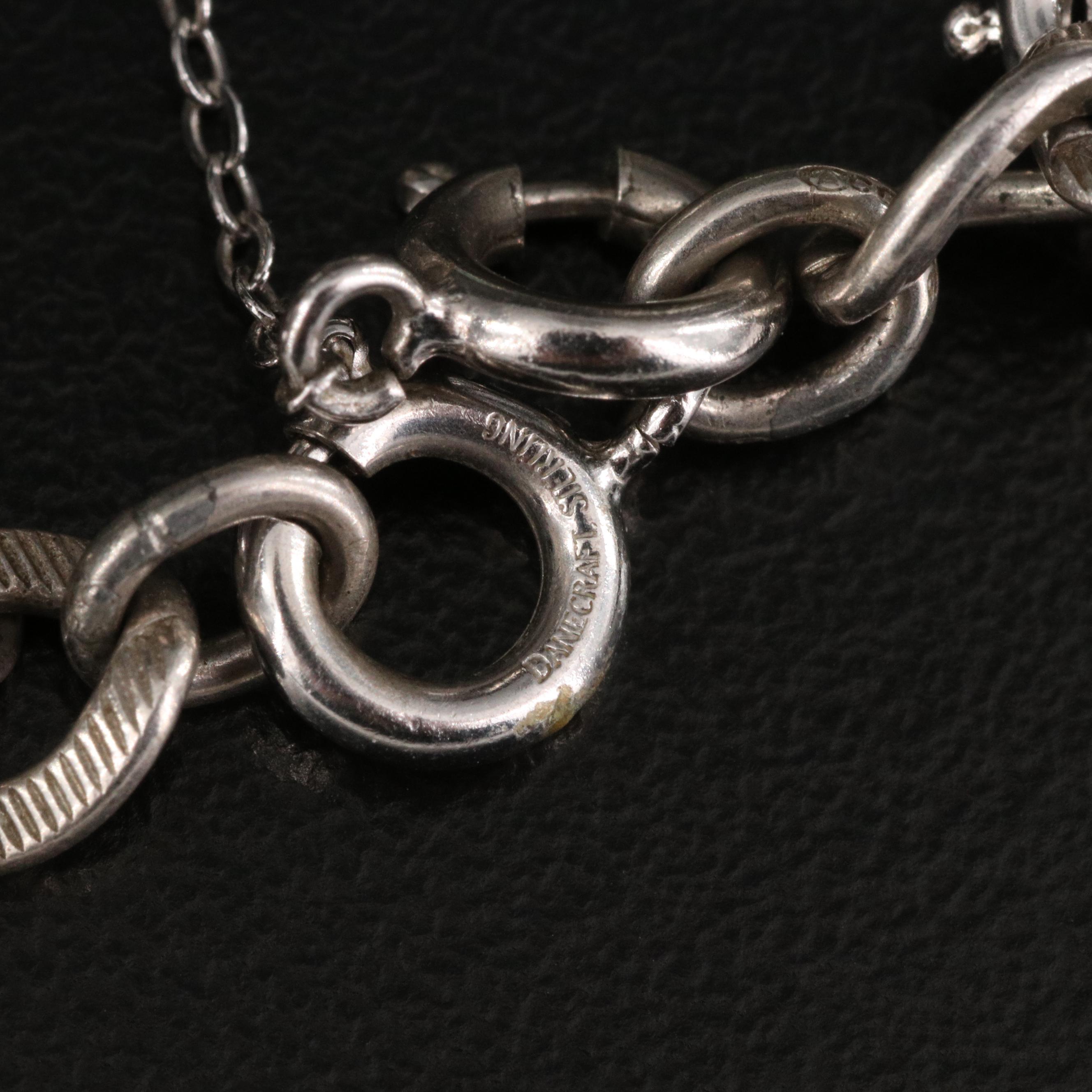 Vintage Danecraft Sterling Charm Bracelet with Assorted Glass and Enamel Charms