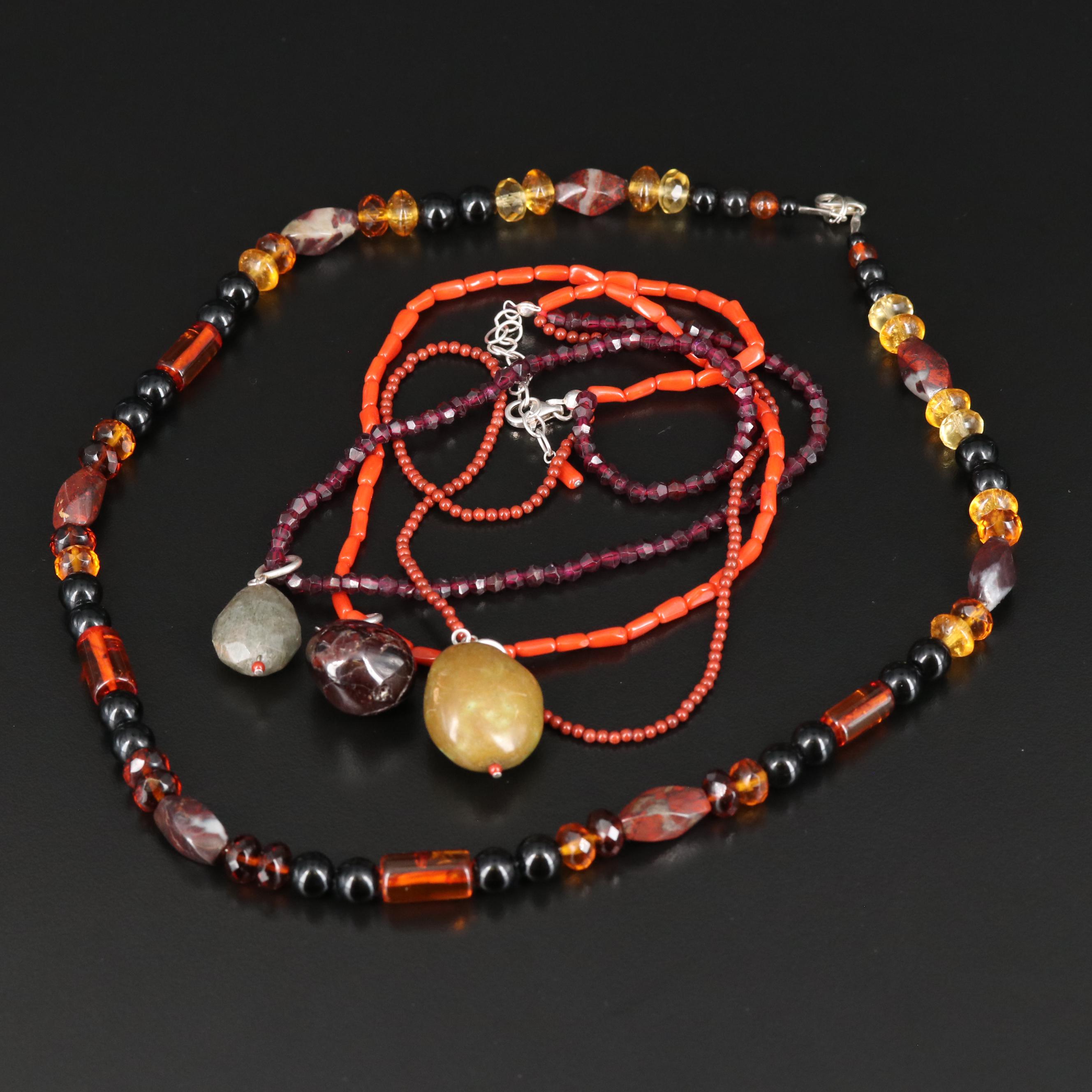Necklaces Including Turquoise, Jasper and Coral with Sterling Findings