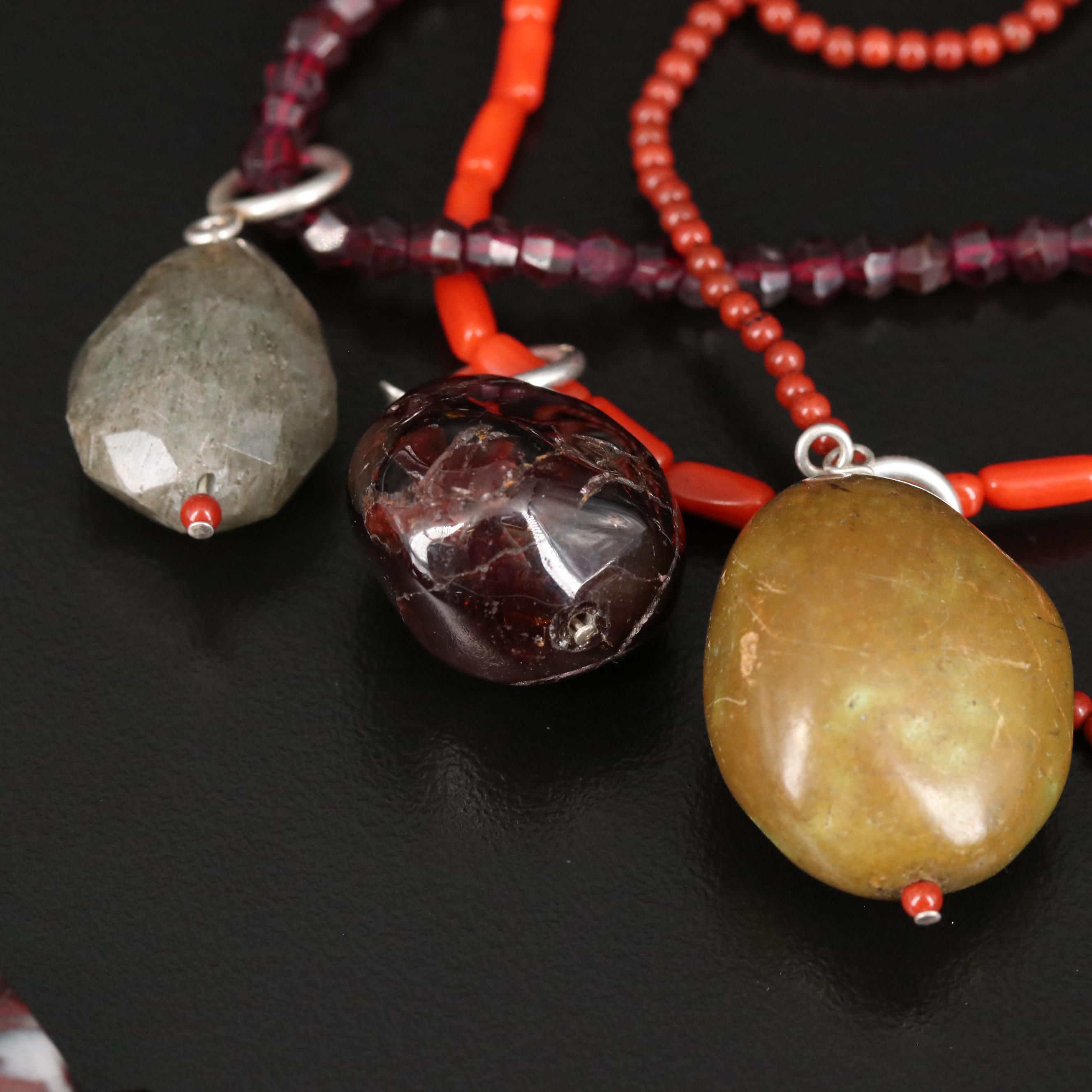 Necklaces Including Turquoise, Jasper and Coral with Sterling Findings