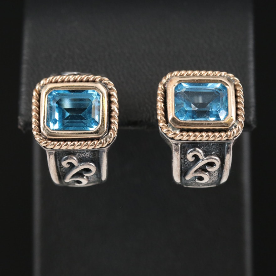 Sterling Topaz Earrings with 14K Accents