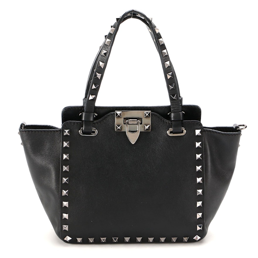 Valentino Rockstud Noir Leather Two-Way Bag