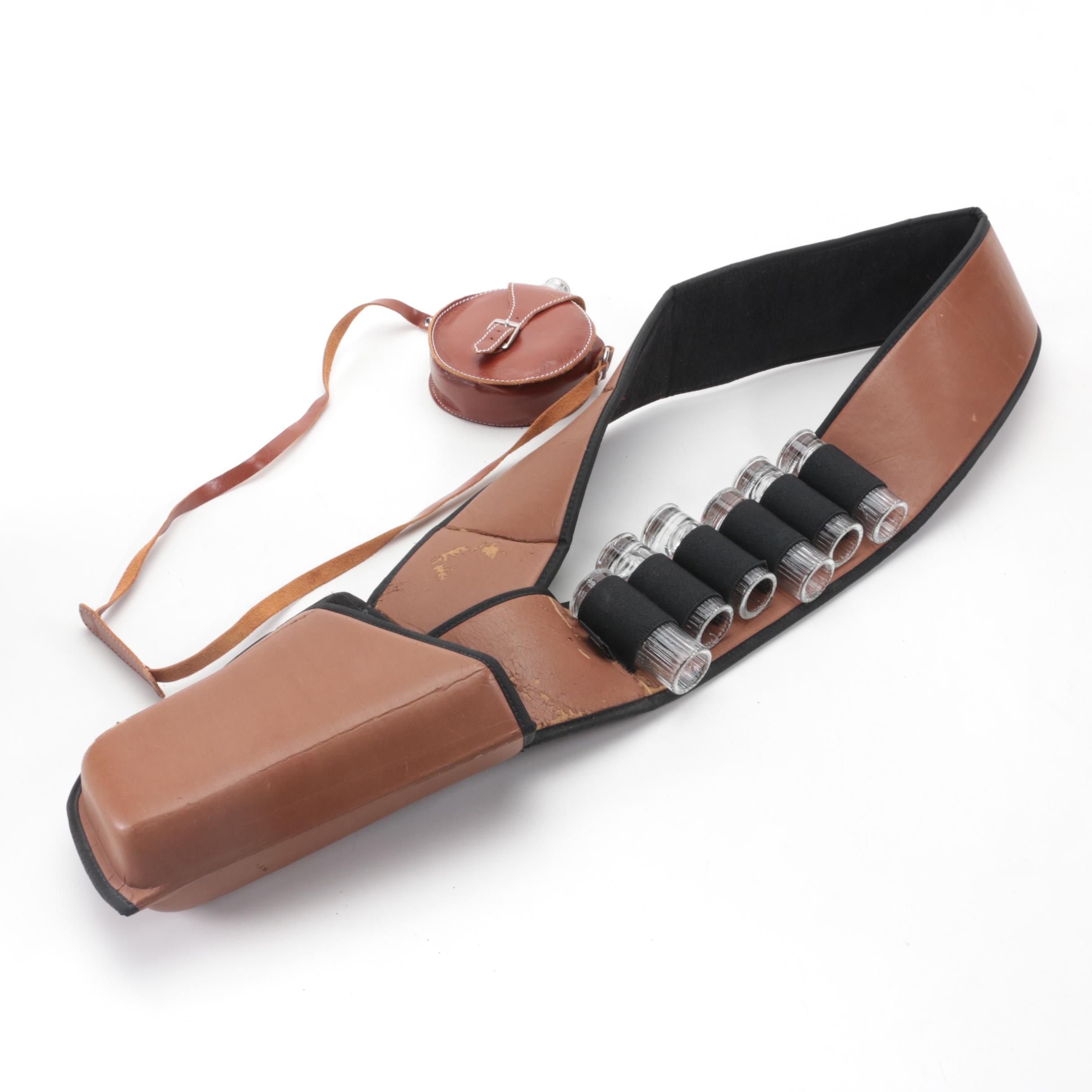 After 5 Shot Glass Bandolier with Canteen Flask