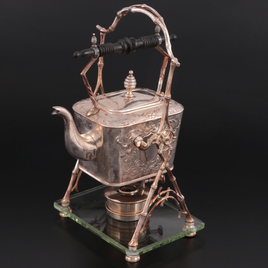 Silver Plate Kettle on Stand, Late 19th to Early 20th Century