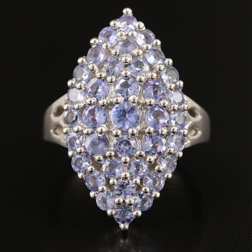 Sterling Silver Tanzanite Navette Ring