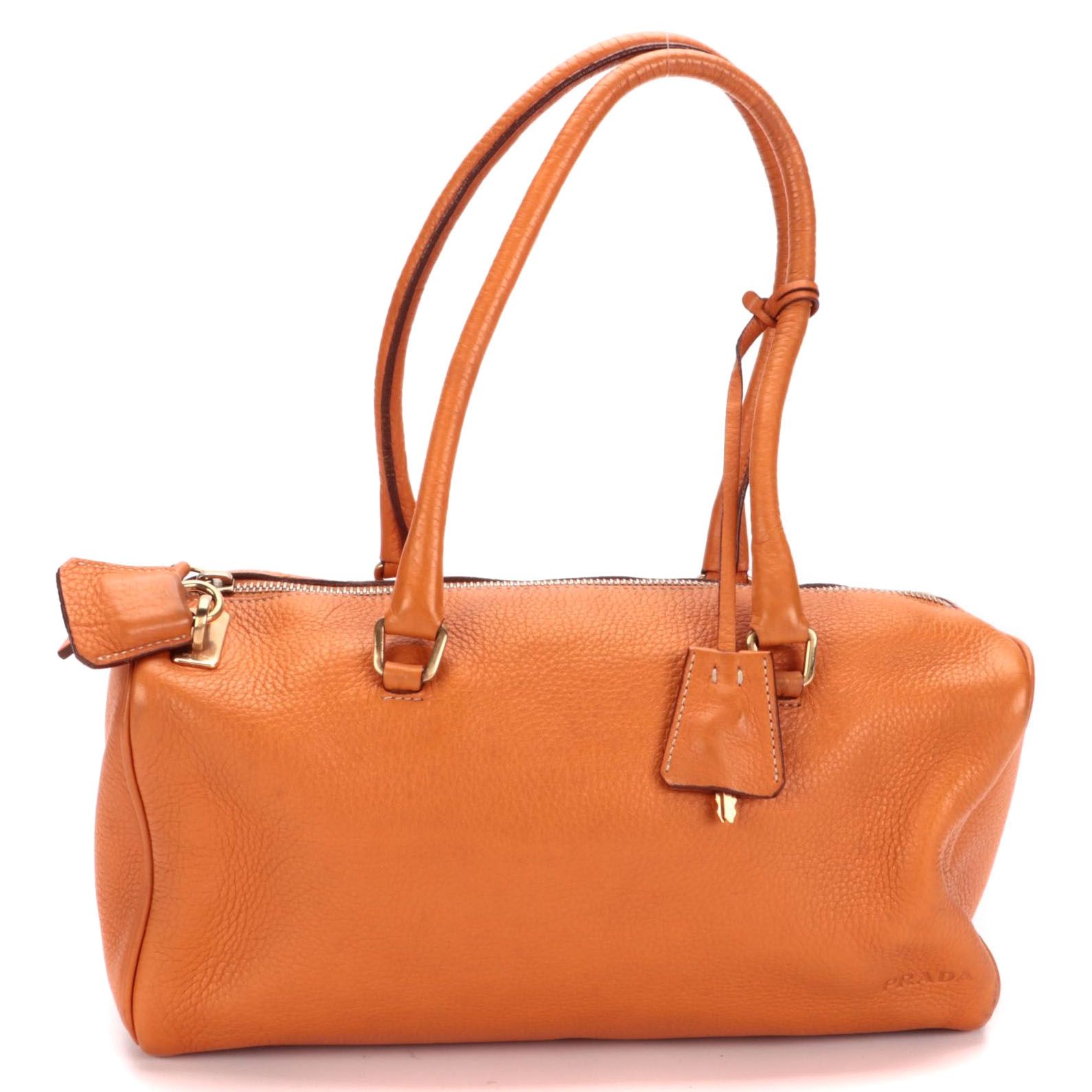 Prada Orange Vitello Daino Leather Shoulder Bag