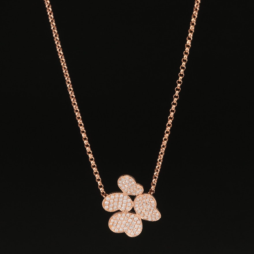 18K Rose Gold Diamond Butterfly Duo Necklace