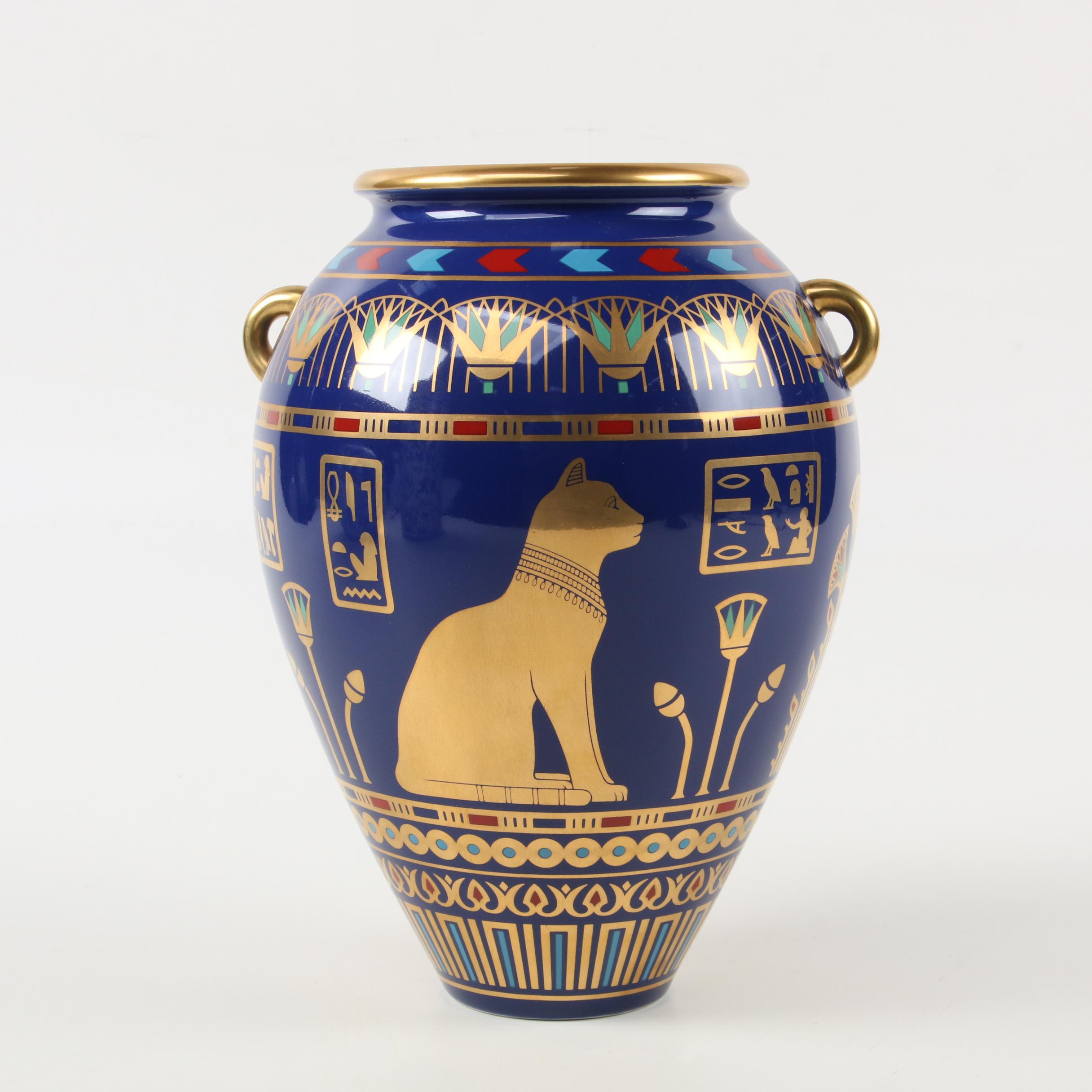 Roushdy Iskander Garas "The Golden Vase of Bast" Porcelain Vase and Other Décor