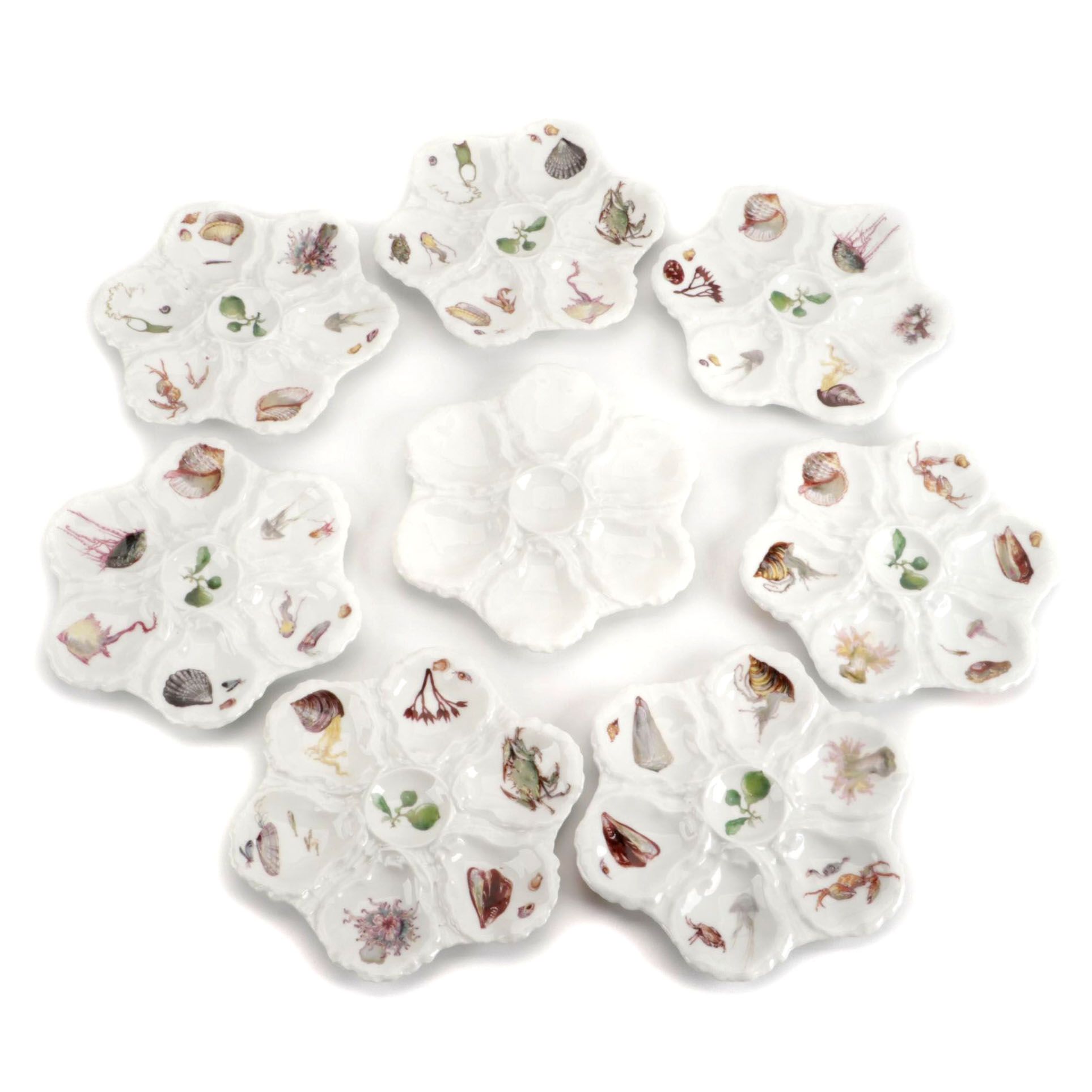 Haviland of Limoges Porcelain Oyster Plates, Late 19th Century