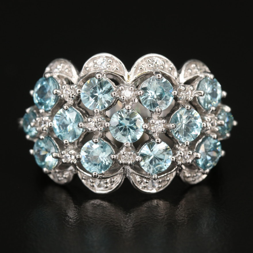 Sterling Zircon Cluster Ring