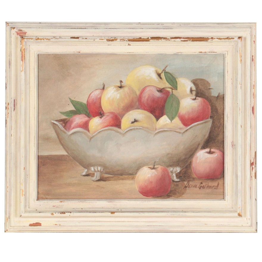 Denna Gothard Still Life Oil Painting of Apples, Circa 2000