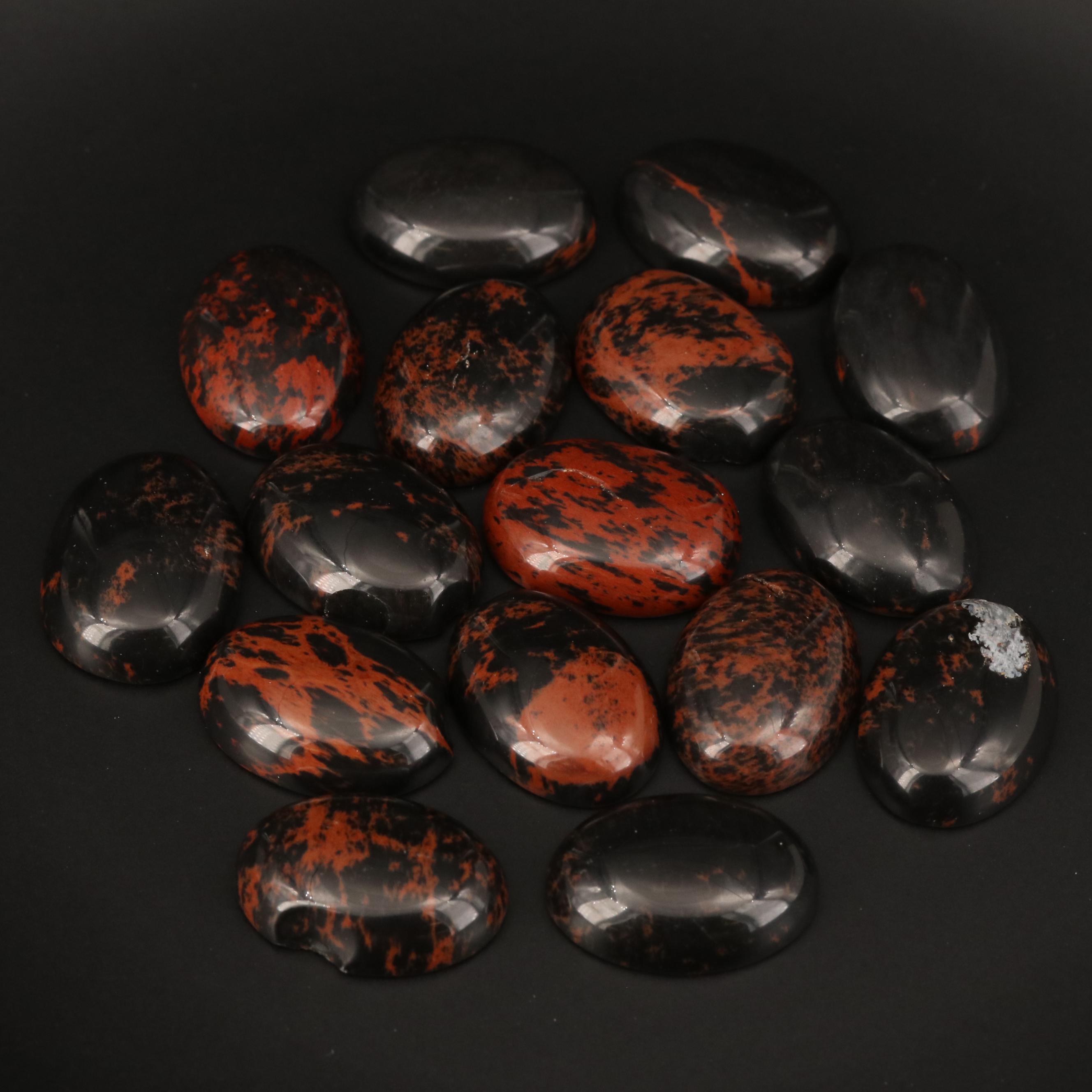 Loose Oval Mahogany Obsidian Cabochons