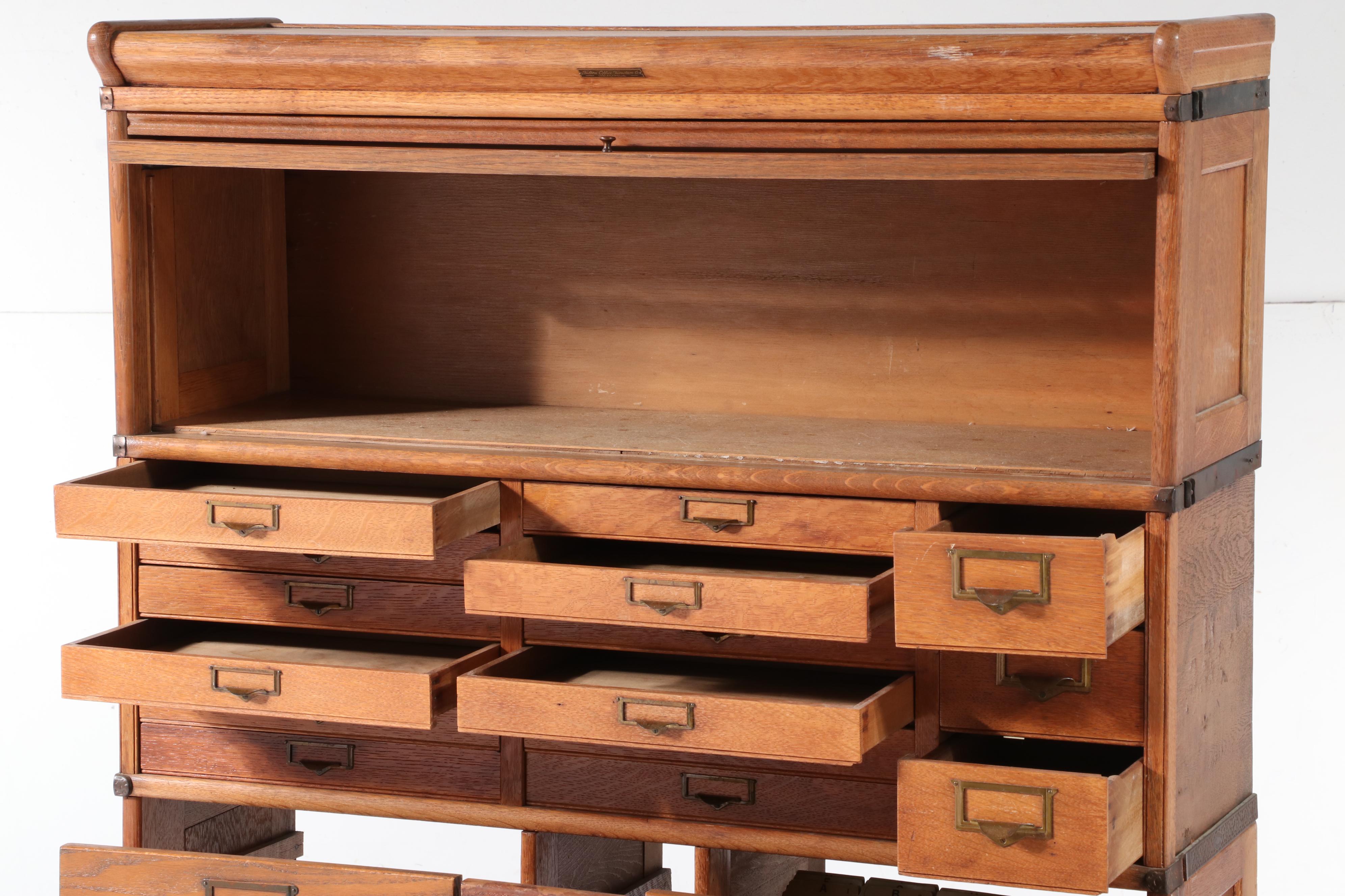 Fulton Office Furniture Co. Oak Four-Stack Filing Cabinet, Early 20th Century
