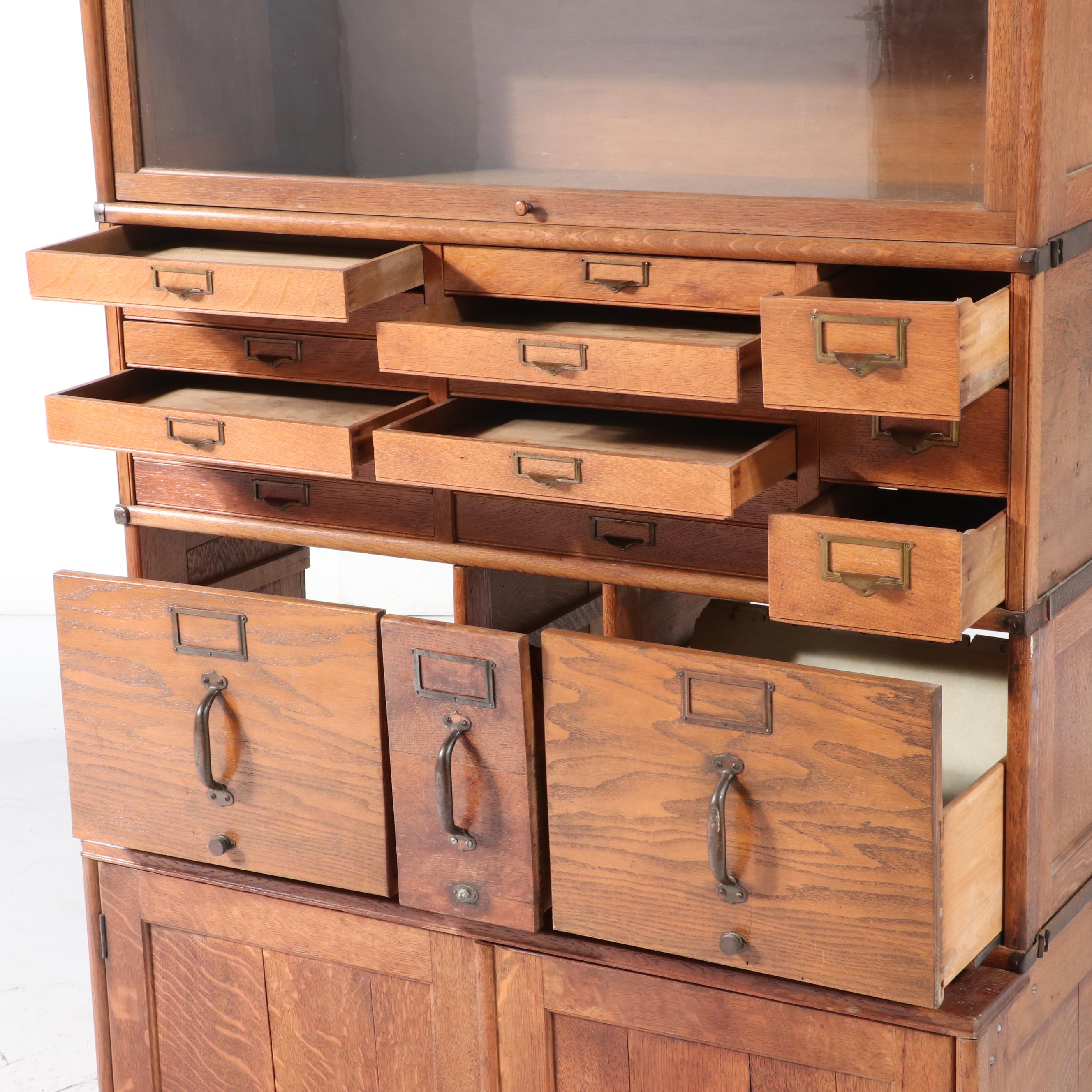 Fulton Office Furniture Co. Oak Four-Stack Filing Cabinet, Early 20th Century