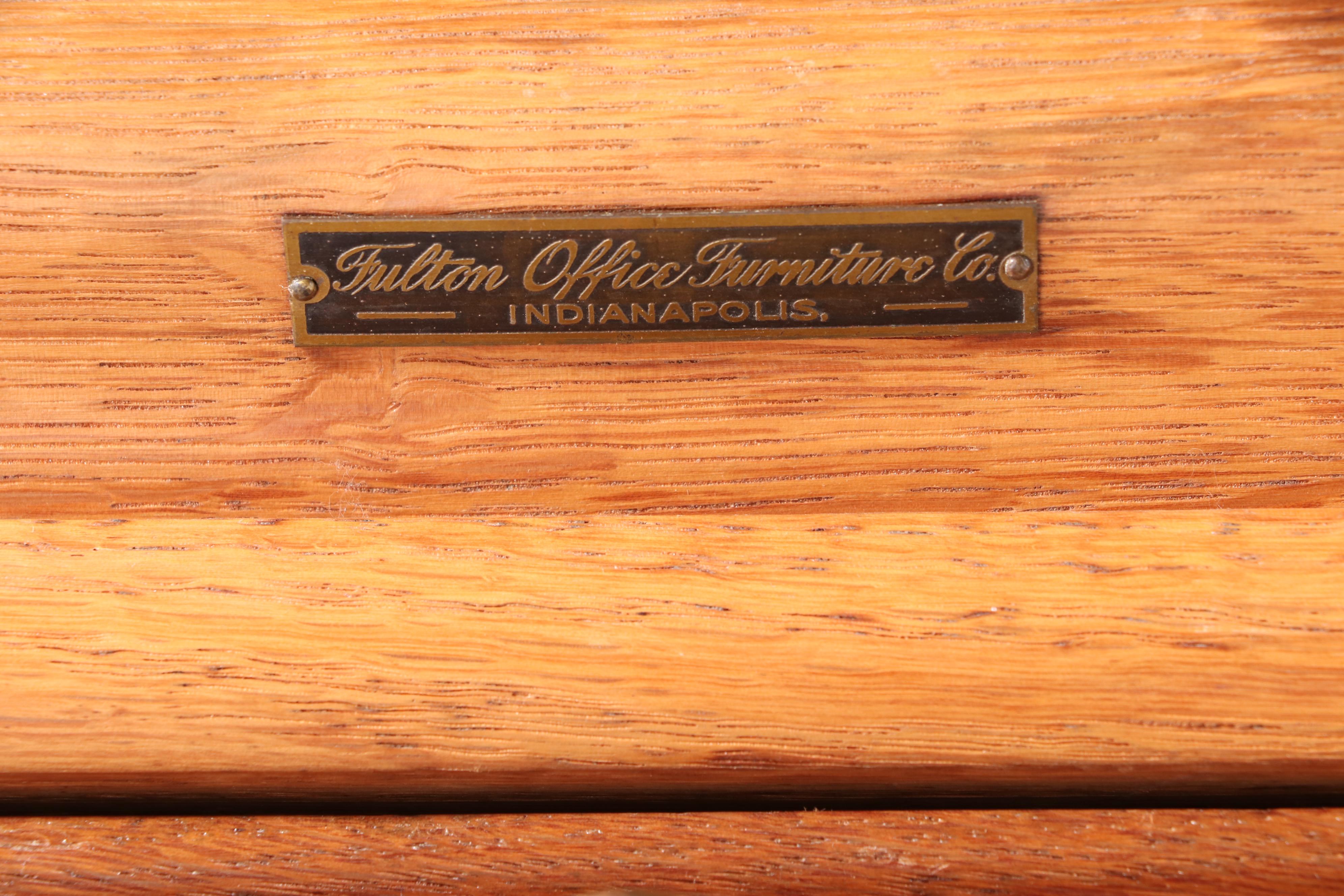 Fulton Office Furniture Co. Oak Four-Stack Filing Cabinet, Early 20th Century