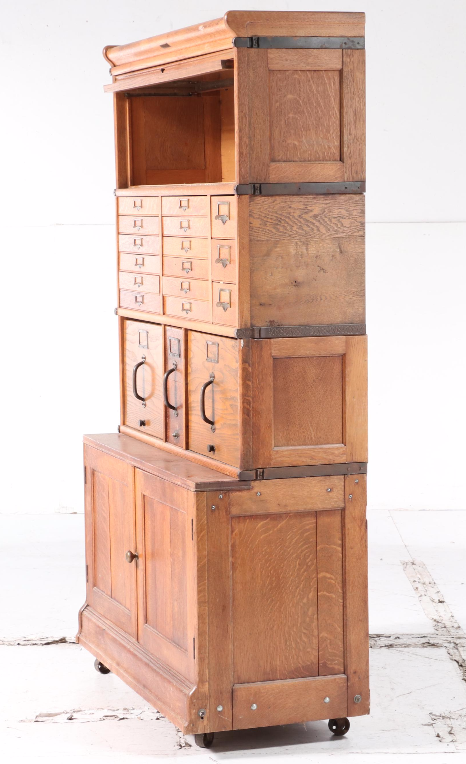 Fulton Office Furniture Co. Oak Four-Stack Filing Cabinet, Early 20th Century