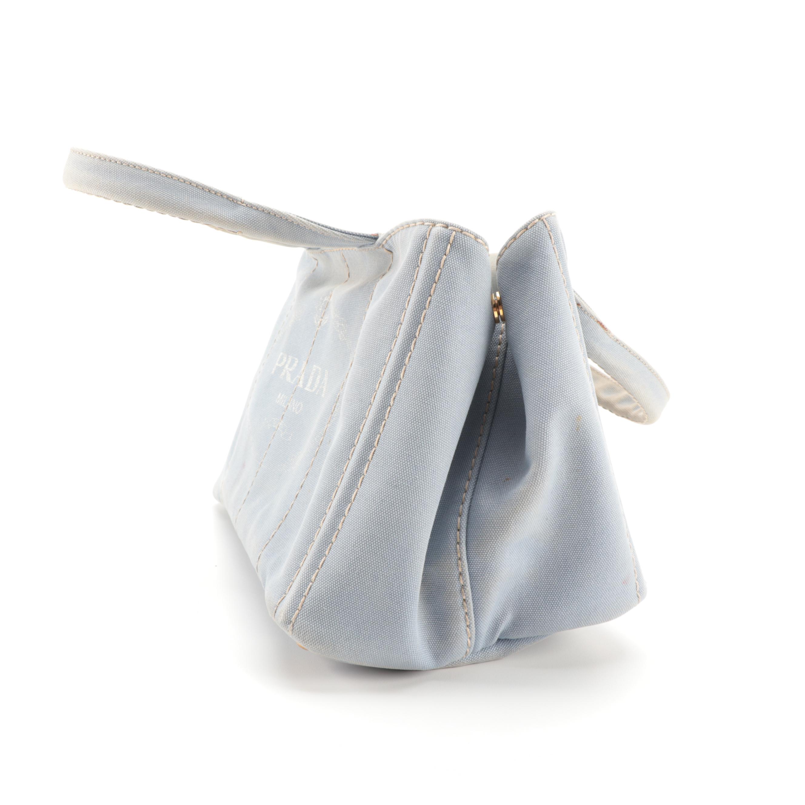 Prada Canapa Logo Garde Canvas Tote in Light Blue