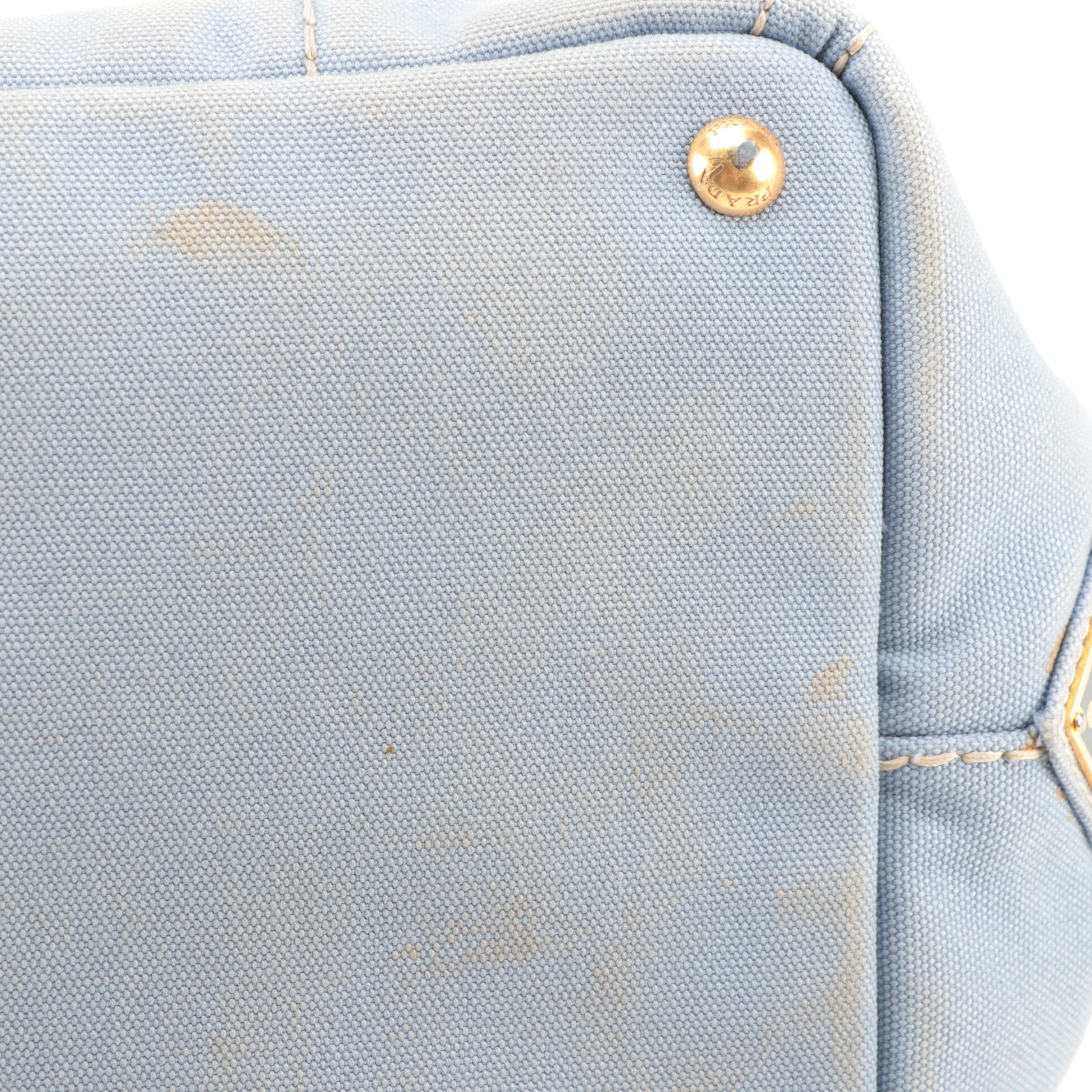 Prada Canapa Logo Garde Canvas Tote in Light Blue