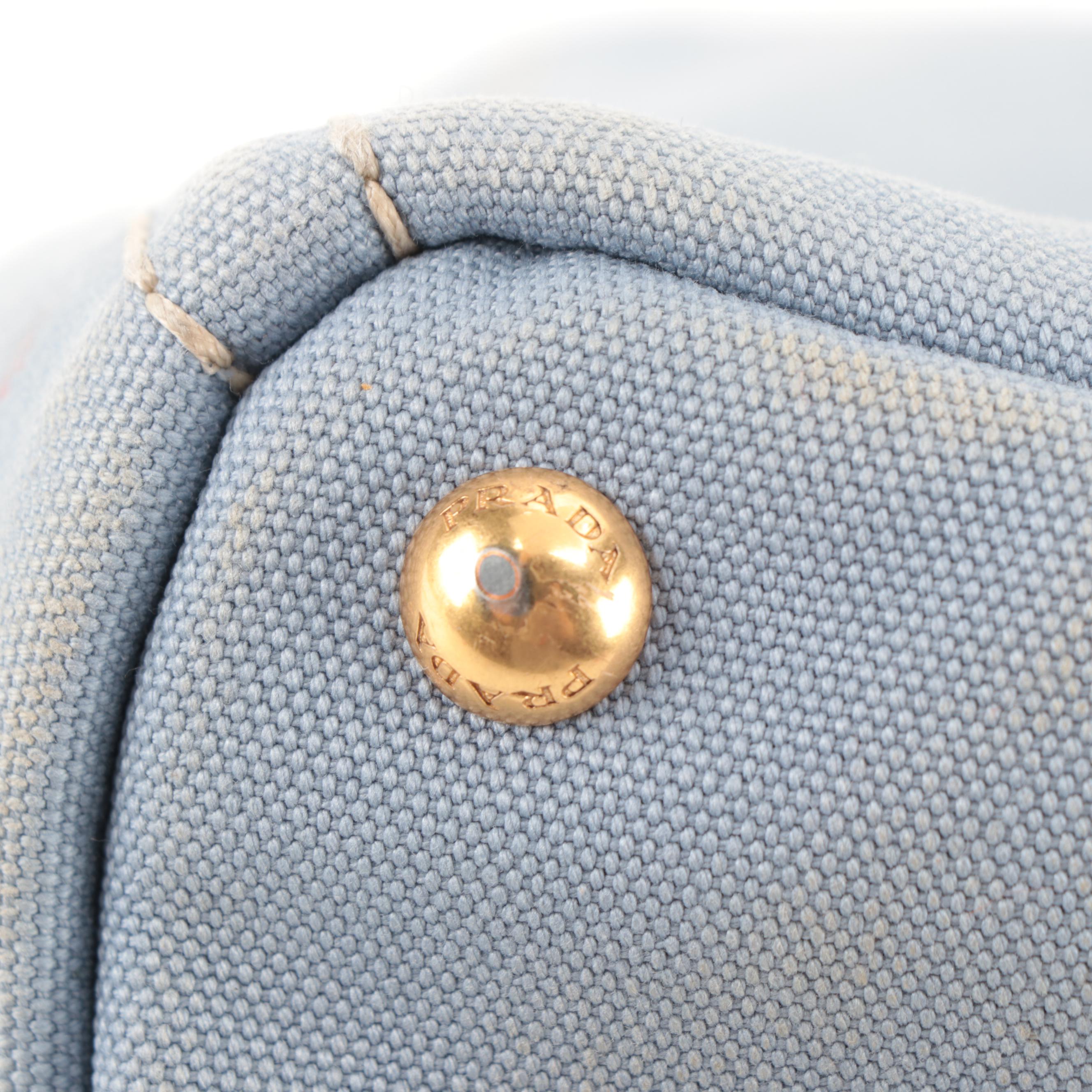 Prada Canapa Logo Garde Canvas Tote in Light Blue