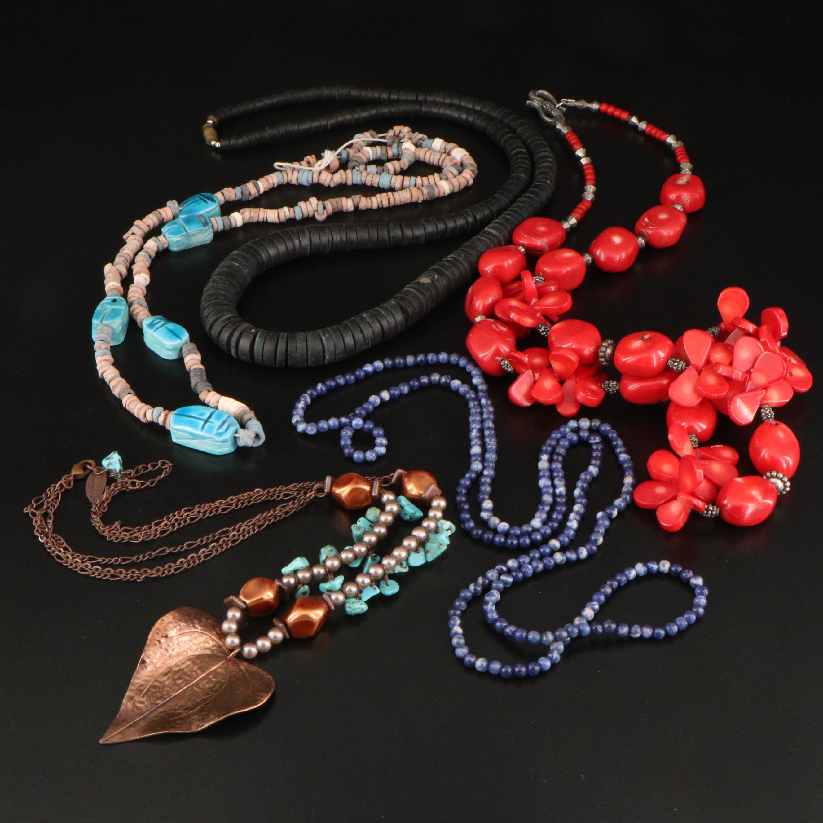 Beaded Necklaces Including Faience and Coral