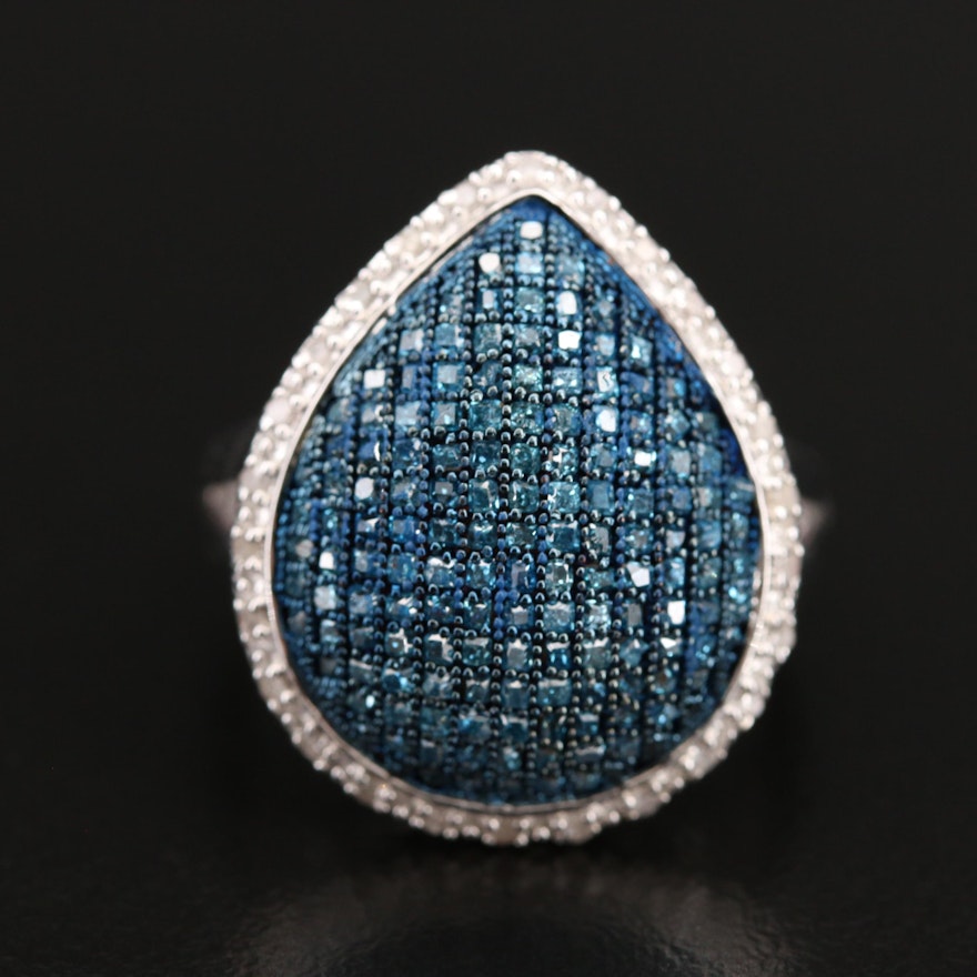 Sterling Silver Diamond Teardrop Ring