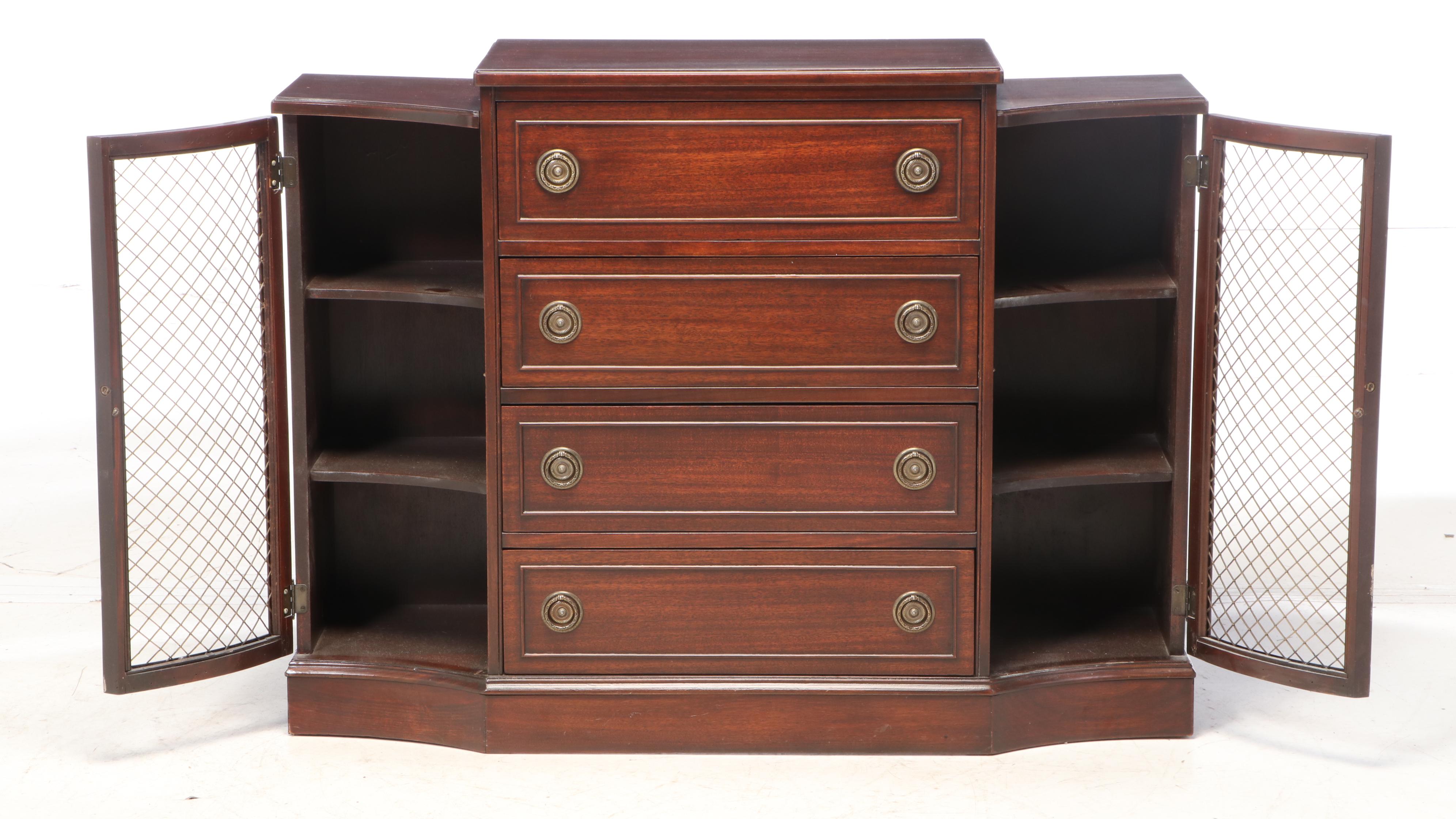 Federal Style Mahogany Console Cabinet with Secrétaire Drawer, 20th Century
