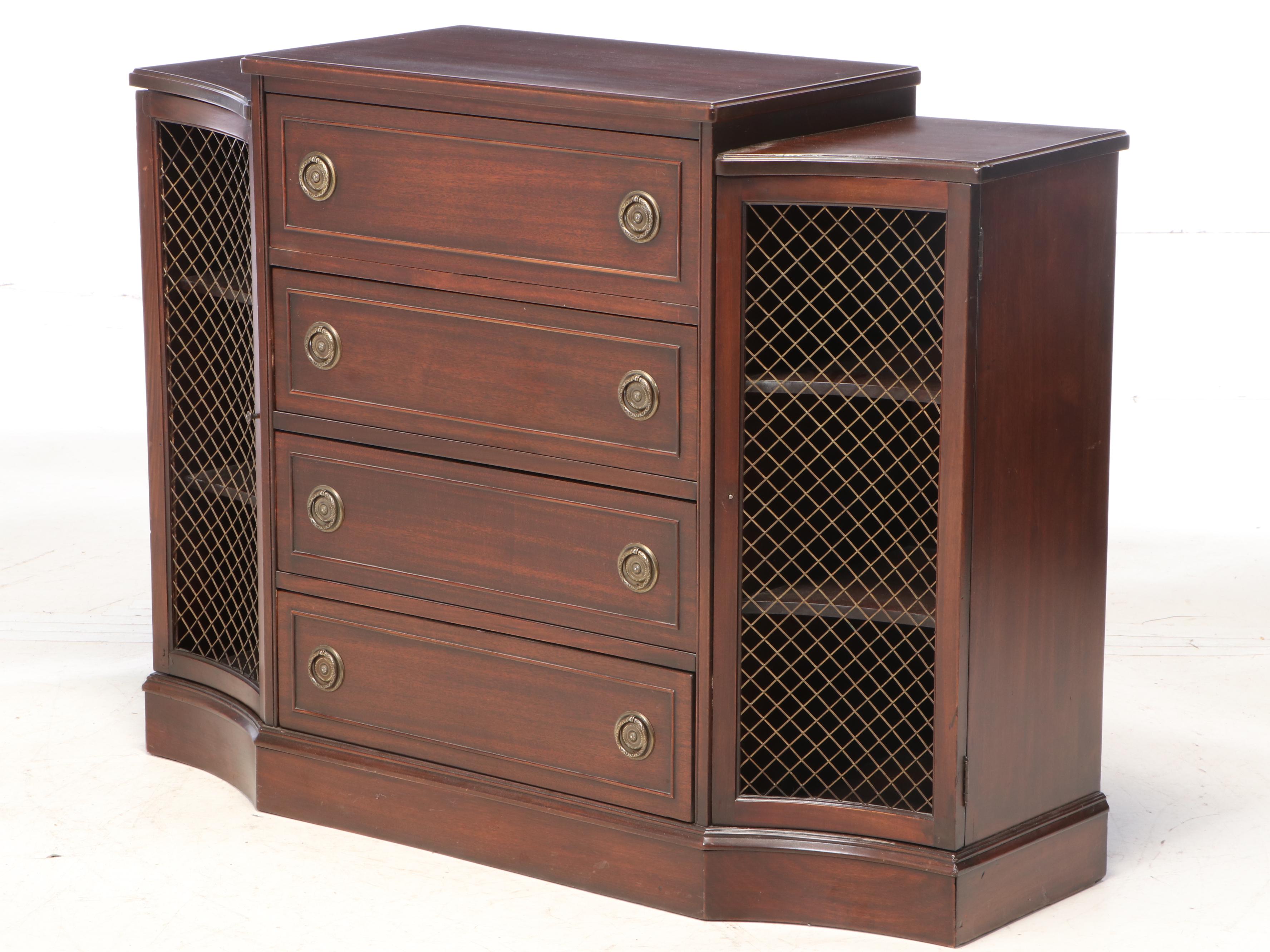 Federal Style Mahogany Console Cabinet with Secrétaire Drawer, 20th Century