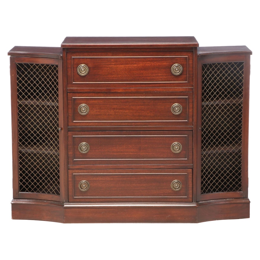 Federal Style Mahogany Console Cabinet with Secrétaire Drawer, 20th Century