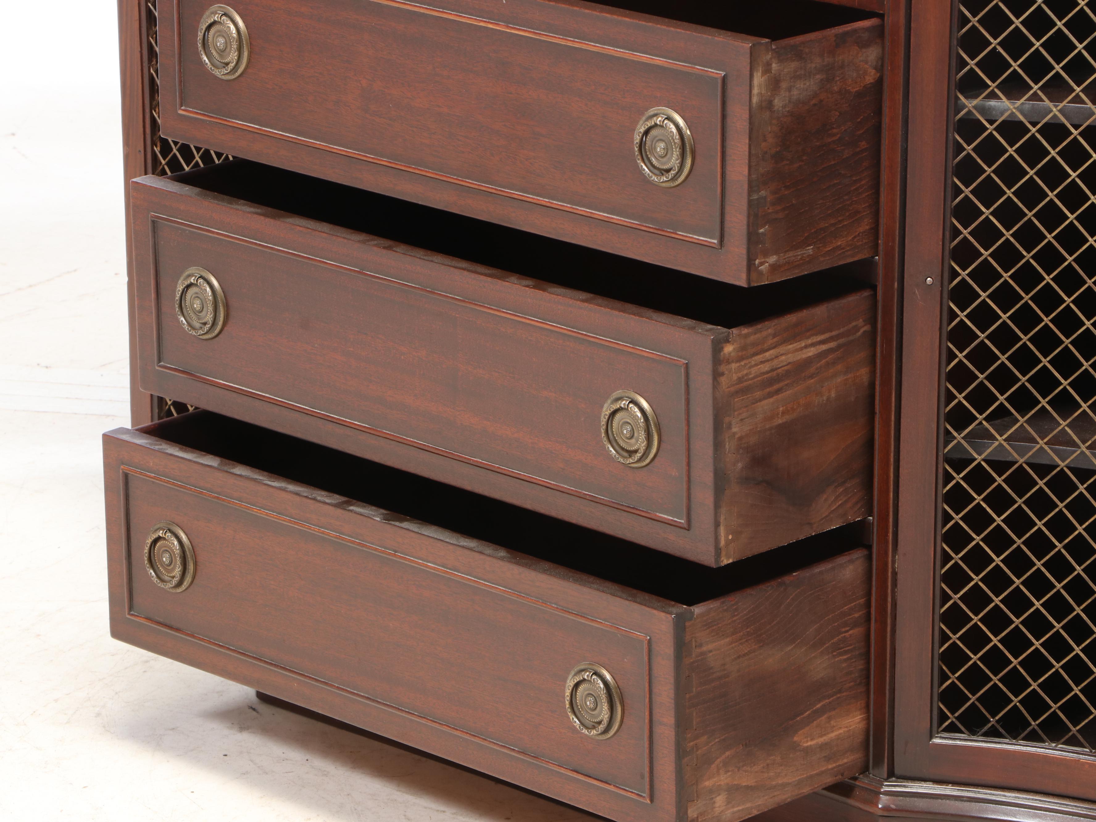 Federal Style Mahogany Console Cabinet with Secrétaire Drawer, 20th Century