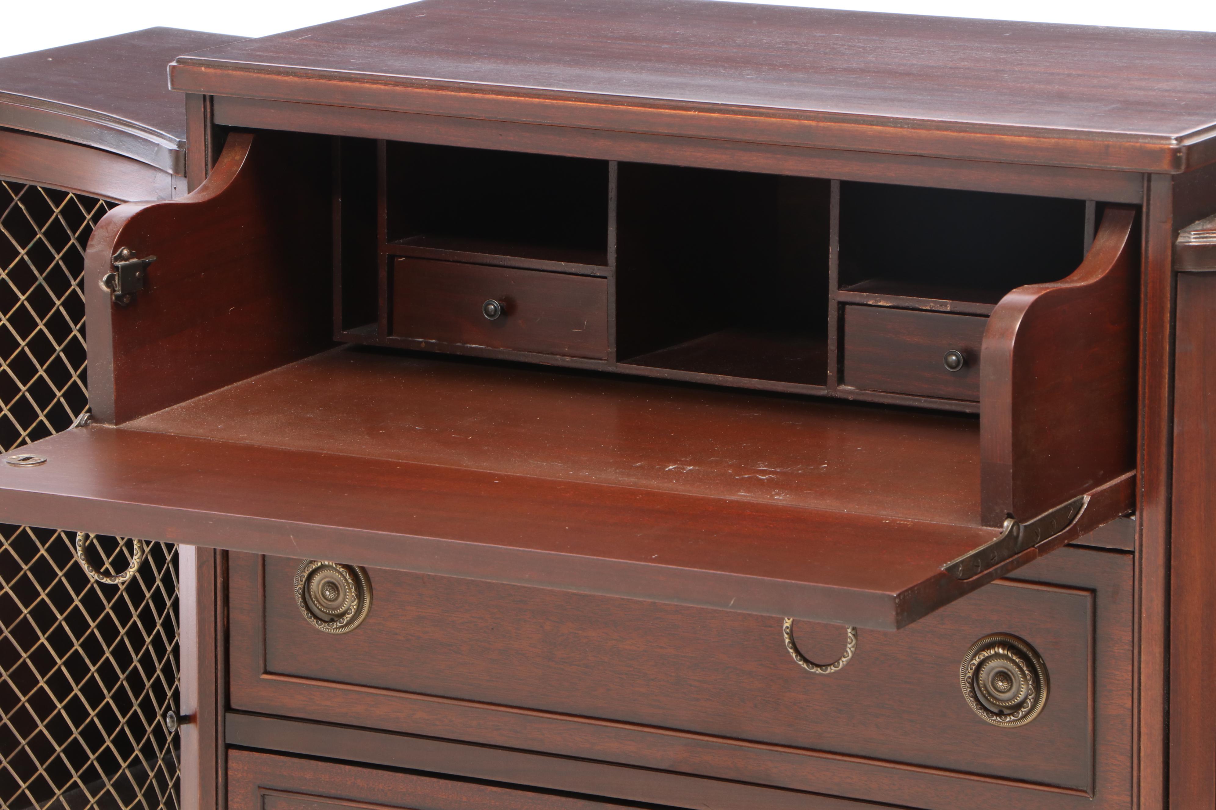 Federal Style Mahogany Console Cabinet with Secrétaire Drawer, 20th Century