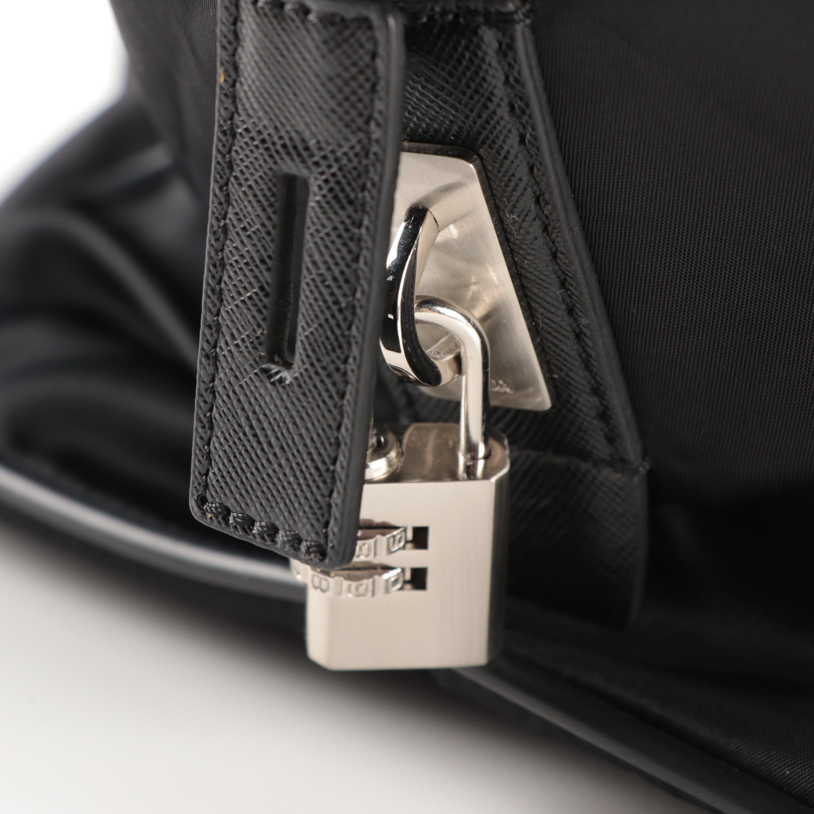 Prada Weekender Bag in Black Tessuto Nylon and Saffiano Leather