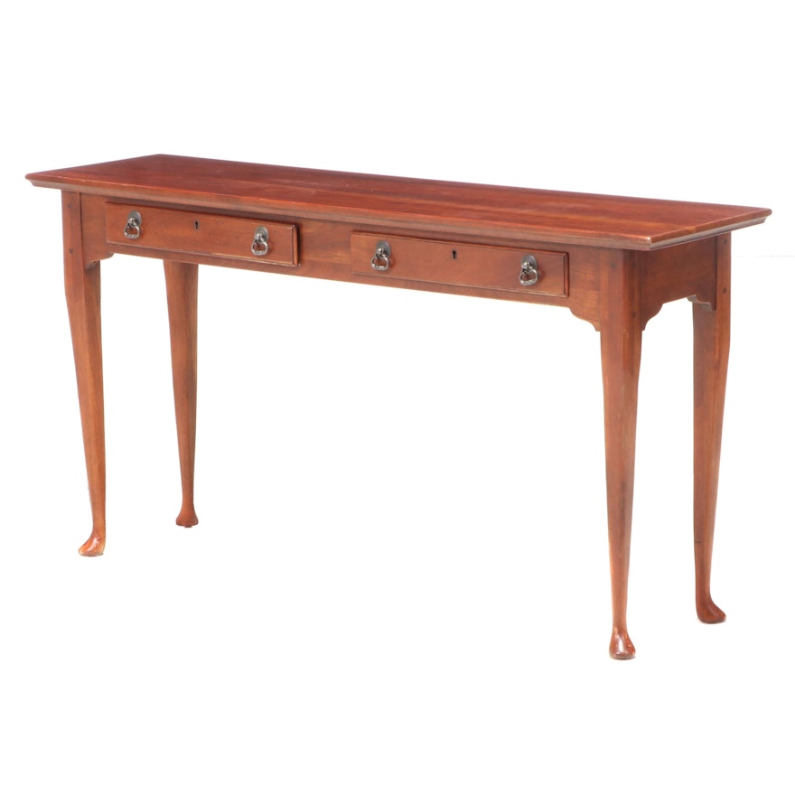 Queen Anne Style Cherrywood Two-Drawer Console Table