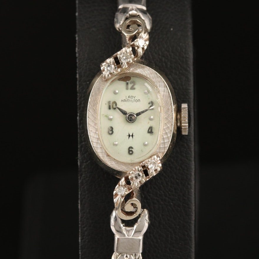 14K Lady Hamilton Diamond Wristwatch