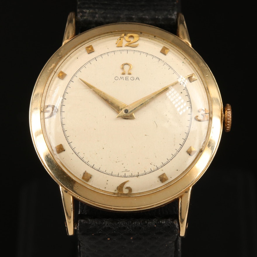 1950 Omega 14K Gold Stem Wind Ref. P6521 Wristwatch