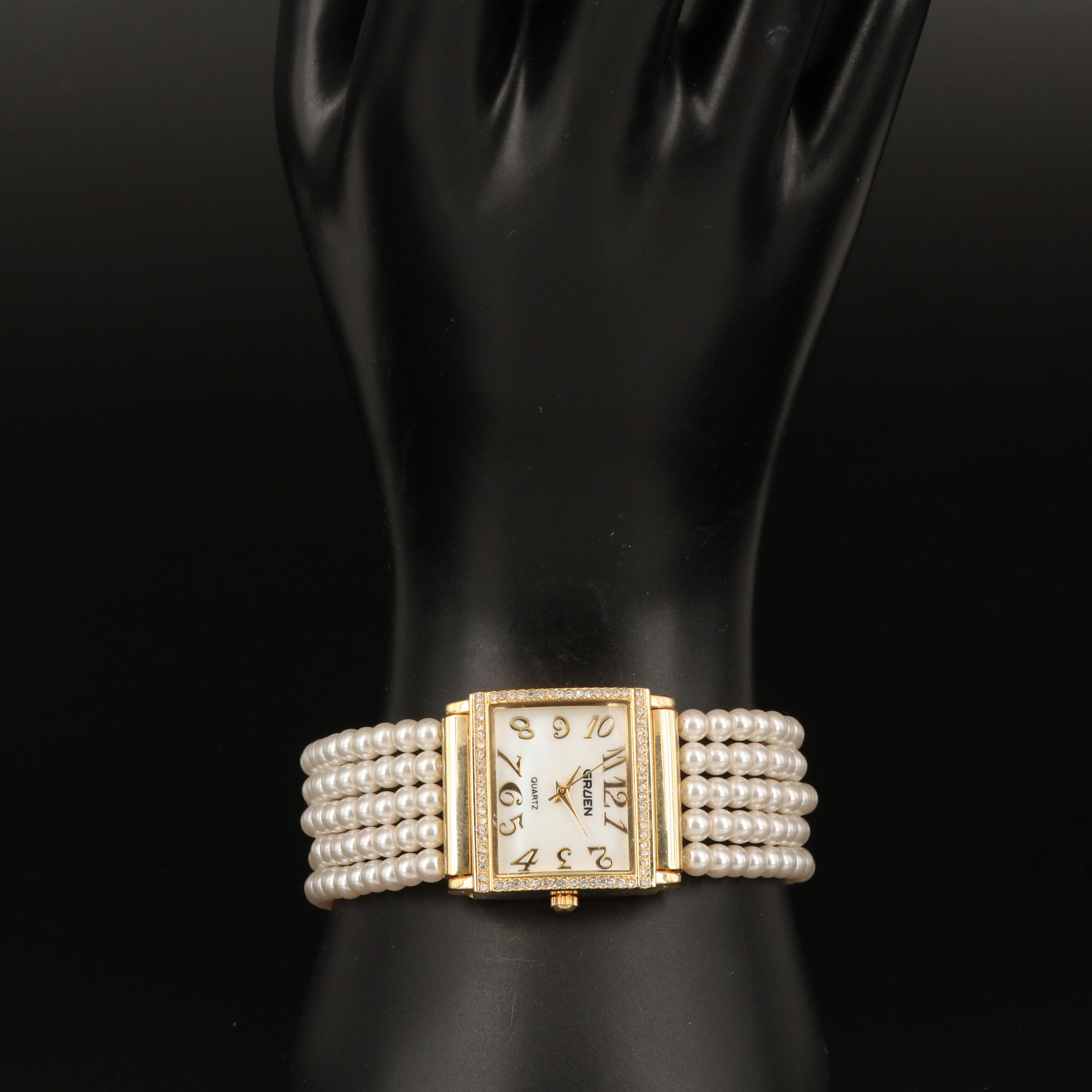 Fashion Mother of Pearl Dial and Faux Gemstone Watches