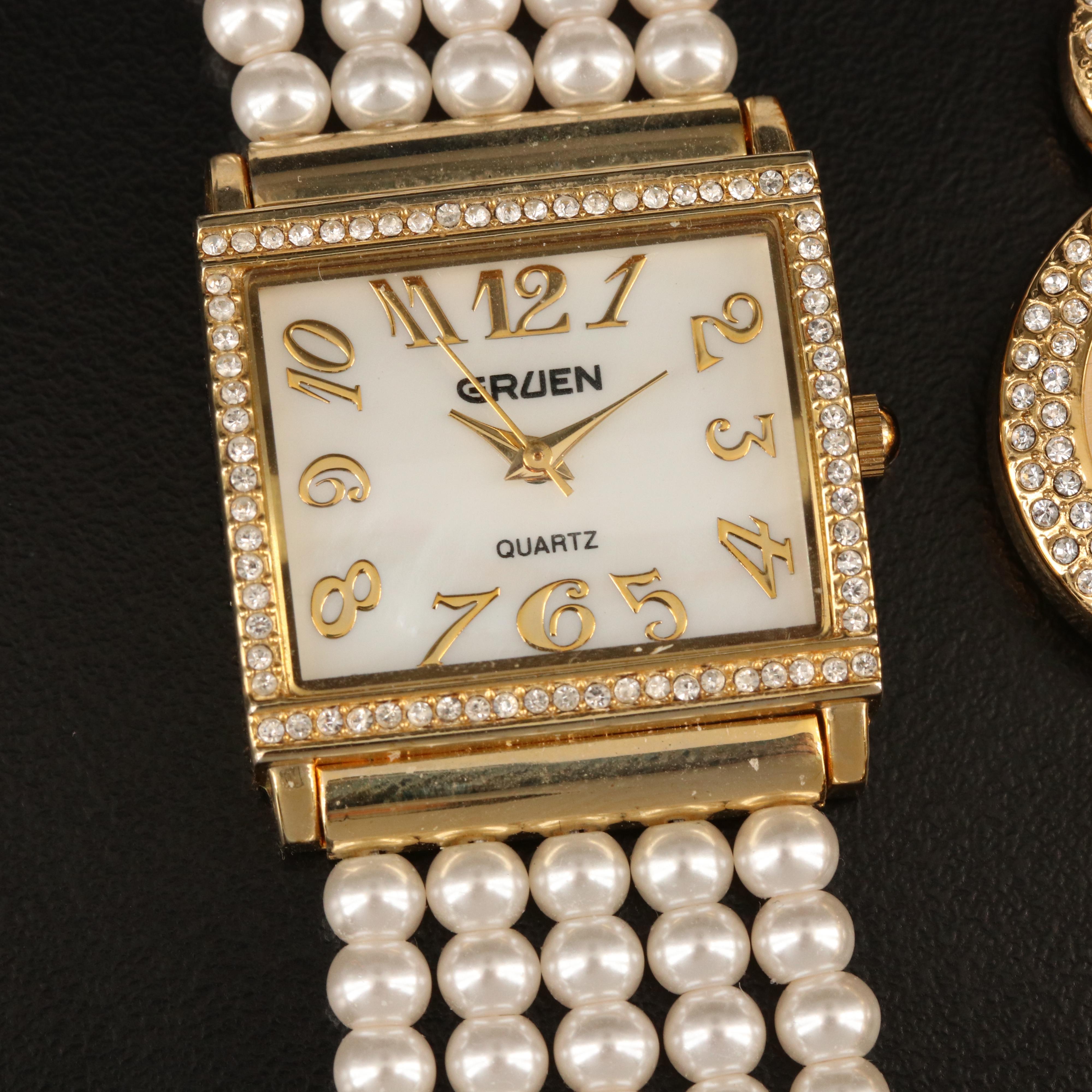 Fashion Mother of Pearl Dial and Faux Gemstone Watches