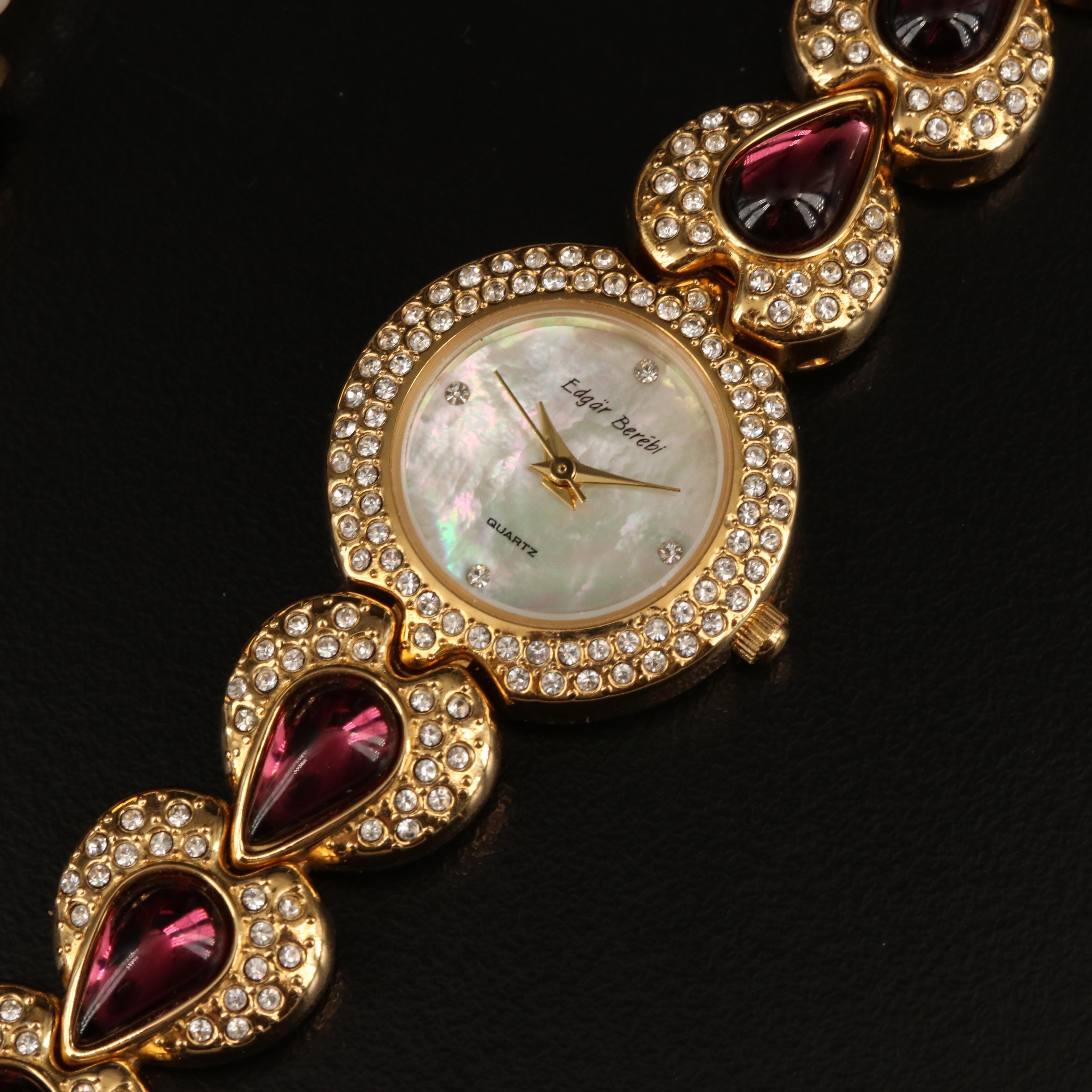 Fashion Mother of Pearl Dial and Faux Gemstone Watches