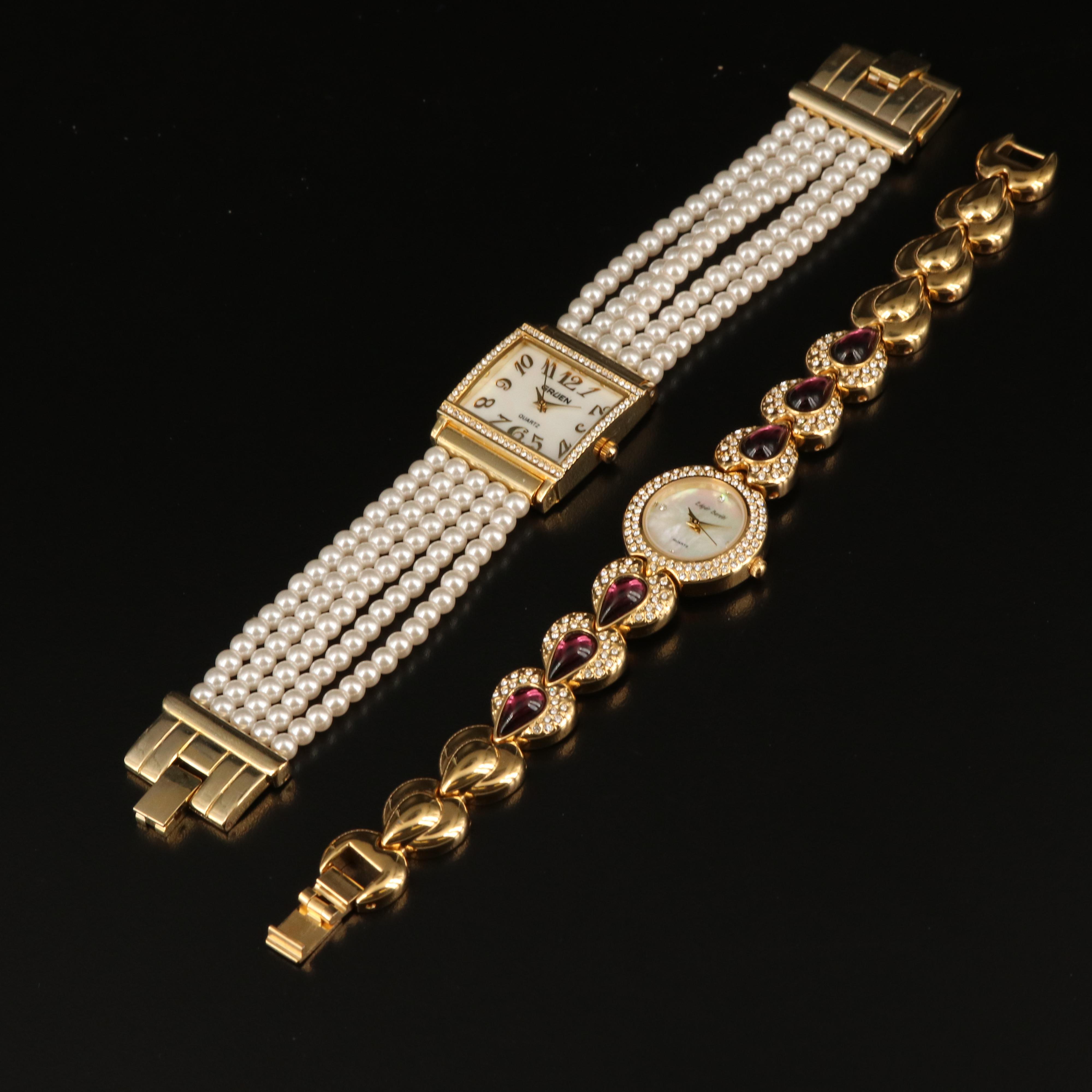 Fashion Mother of Pearl Dial and Faux Gemstone Watches