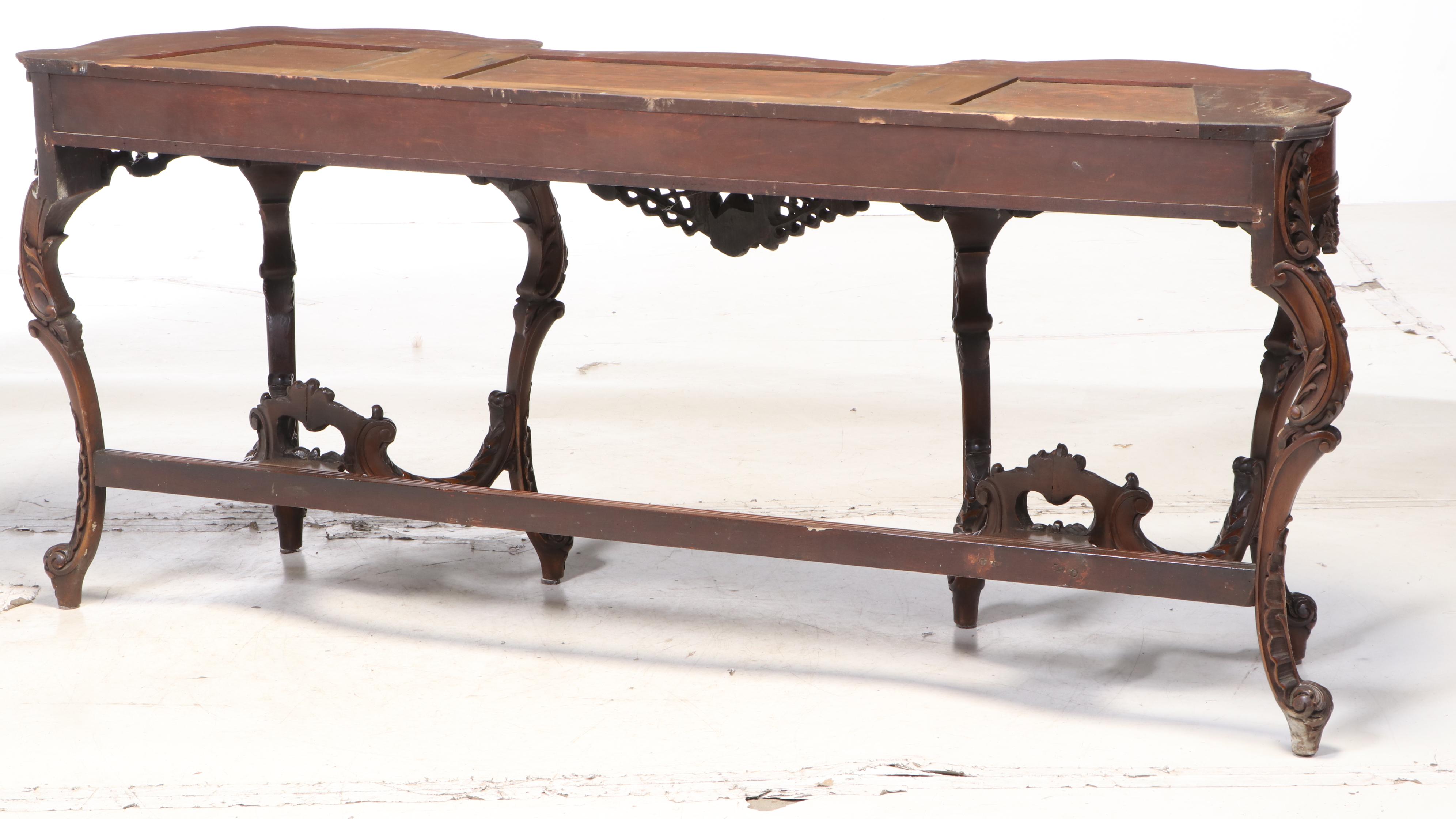 Rococo Style Carved Walnut Sideboard with Rouge Marble Top, Mid-20th ...