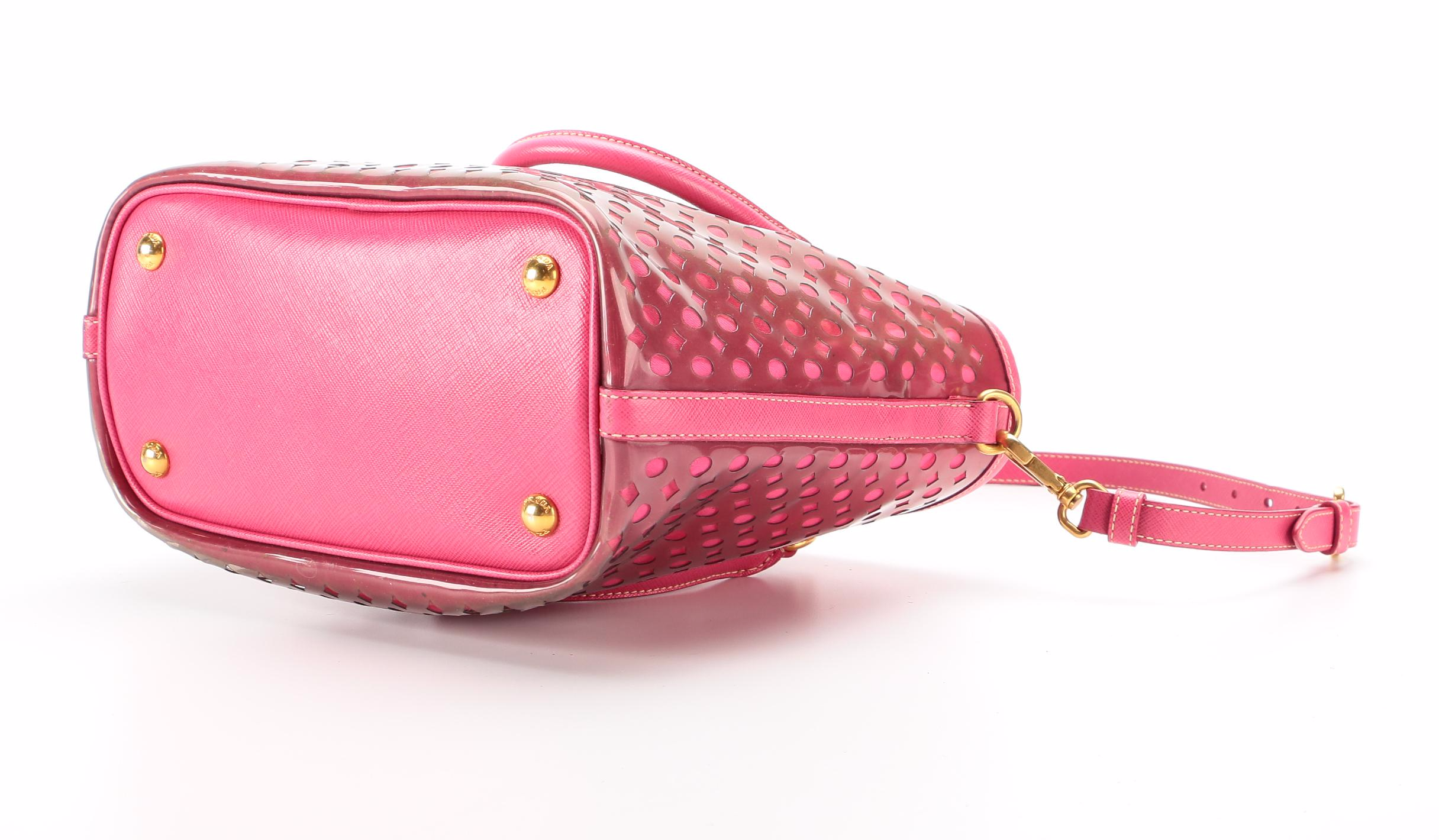 Prada Tote Bag in Pink Plex-Fori Vinyl with Saffiano Leather Trim