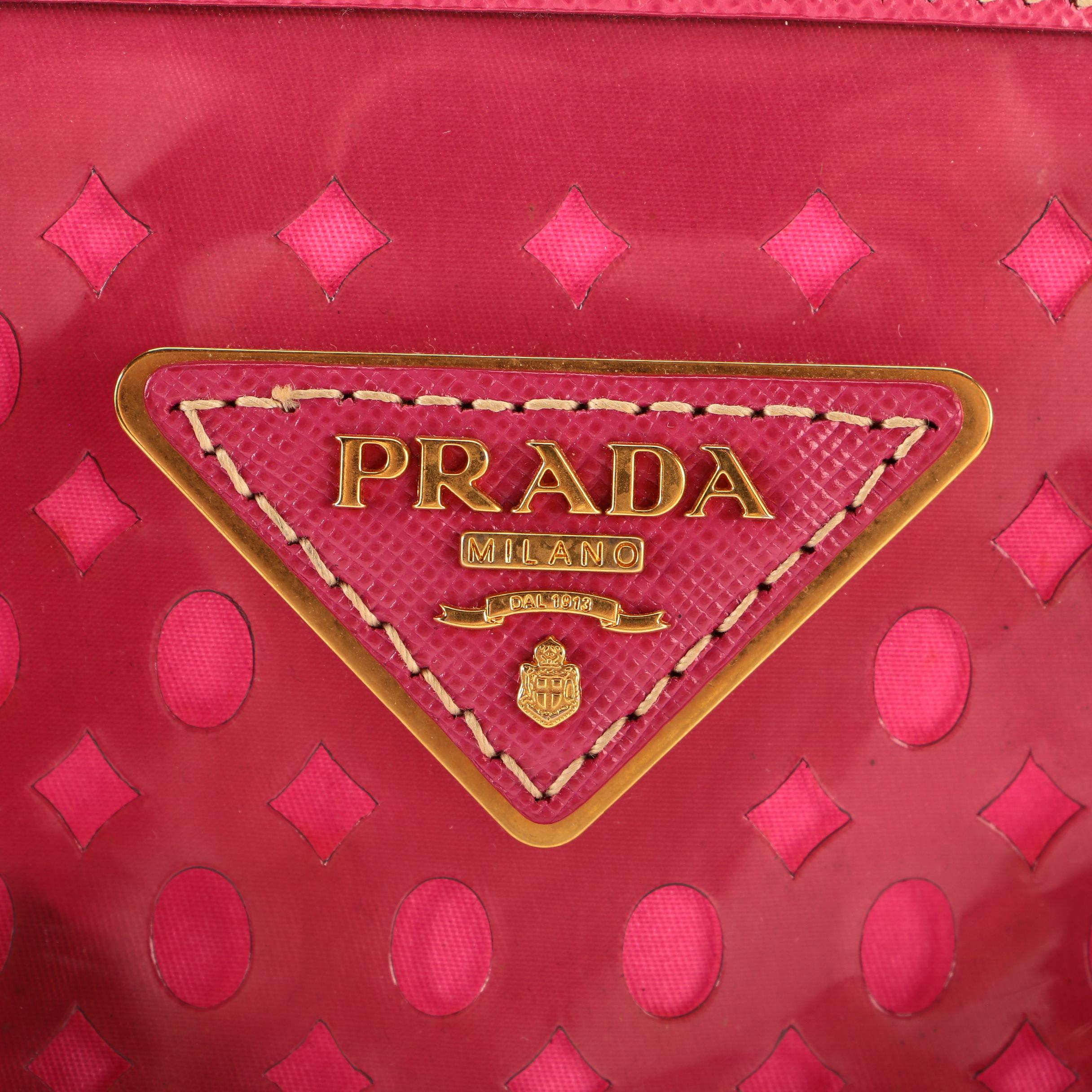Prada Tote Bag in Pink Plex-Fori Vinyl with Saffiano Leather Trim