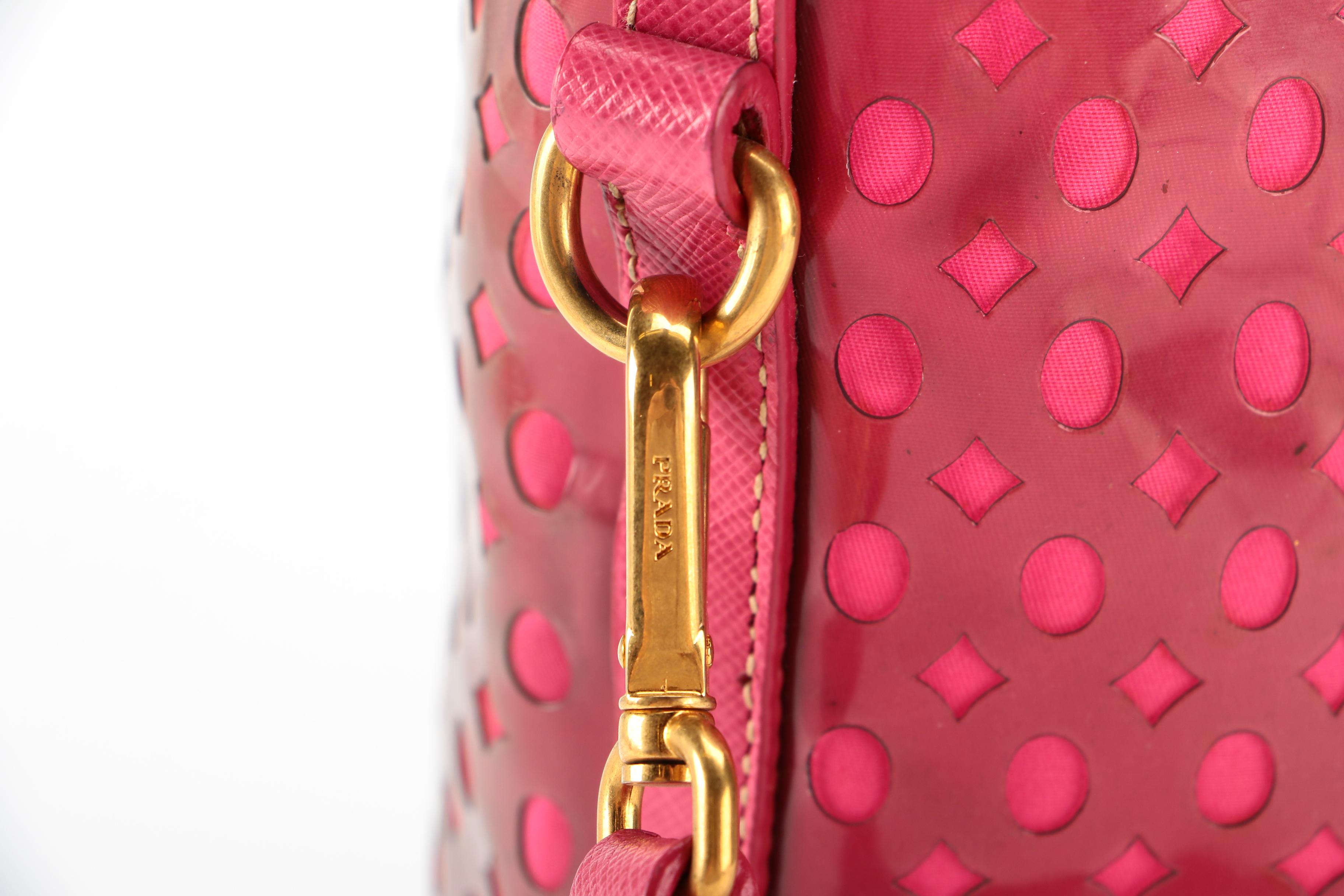 Prada Tote Bag in Pink Plex-Fori Vinyl with Saffiano Leather Trim